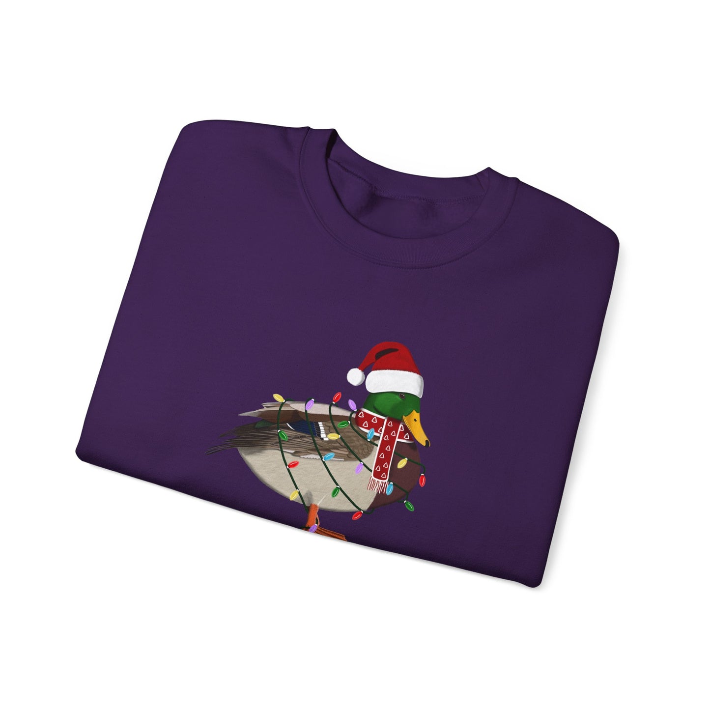 Mallard with Fairy Lights as Santa Happy Holidays Birdwatcher Christmas Bird Sweatshirt