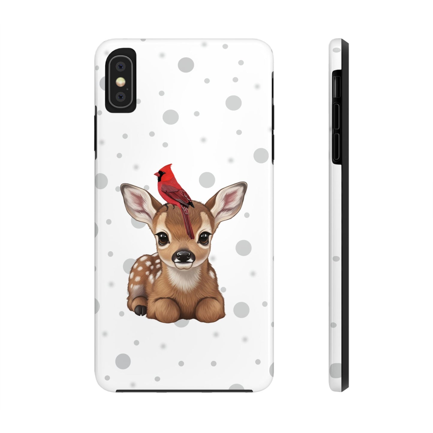 Cute Fawn with a Cardinal Animal iPhone Case - Dual-Layer PC/TPU Protective Cover for iPhone