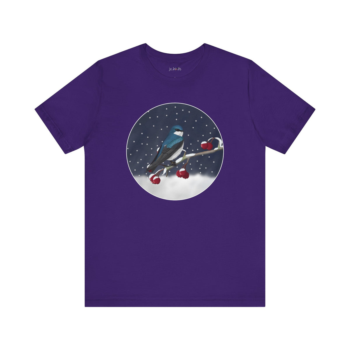 Tree Swallow on a Winter Branch Birdwatcher Christmas Bird T-Shirt –