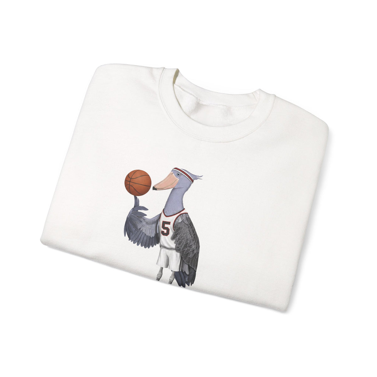 Shoebill Funny Basketball Bird Sweatshirt | Bird Watcher Crewneck | Unisex Unique Hoops Fan Gift