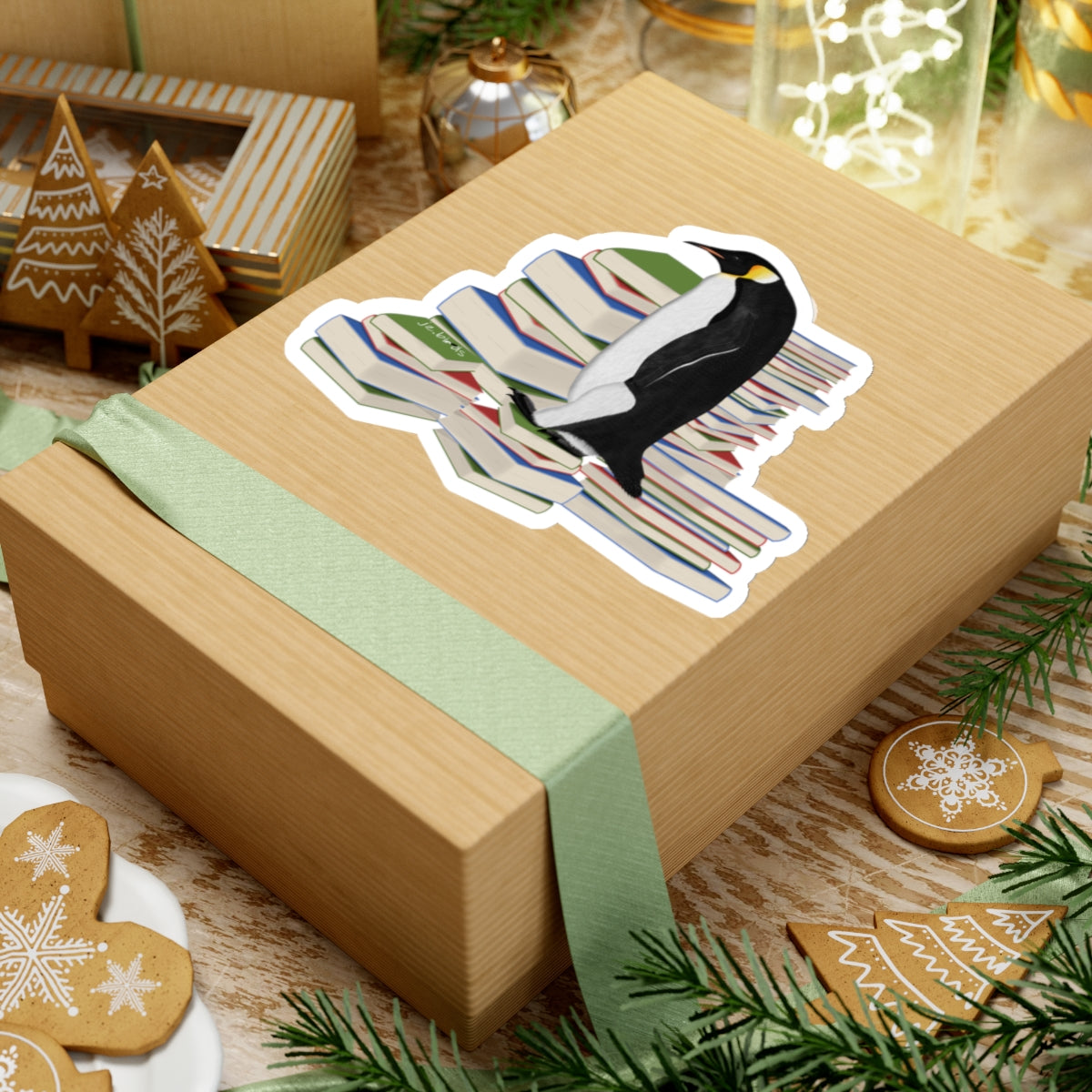 Penguin Bird and Books Birdlover Bookworm Sticker