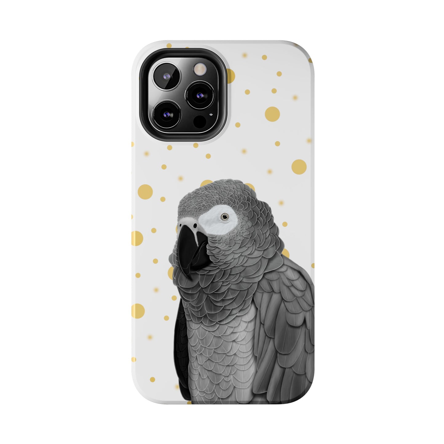 Grey Parrot Bird Art Tough Phone Case White