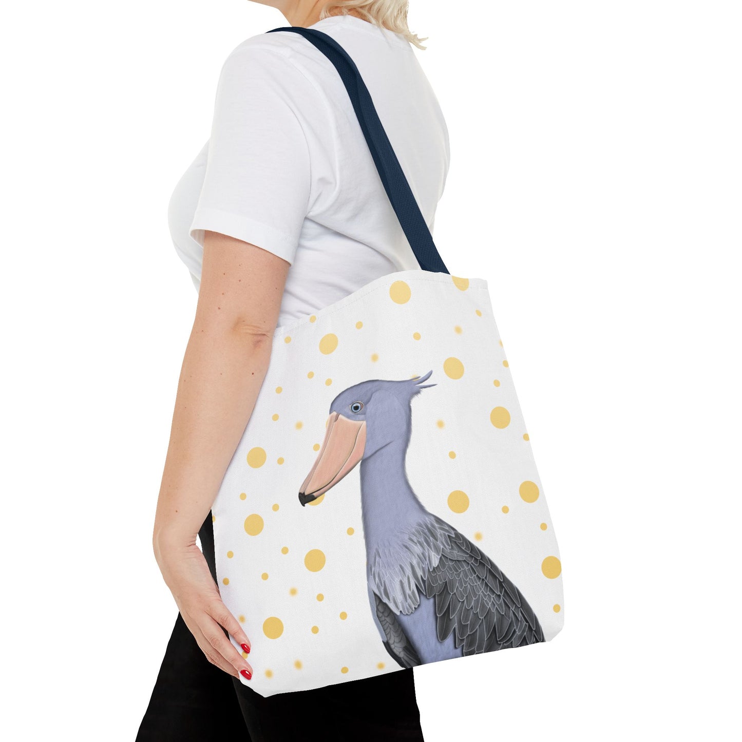 Schuhschnabel mit Goldenen Punkten Vogel Tragetasche 40x40cm