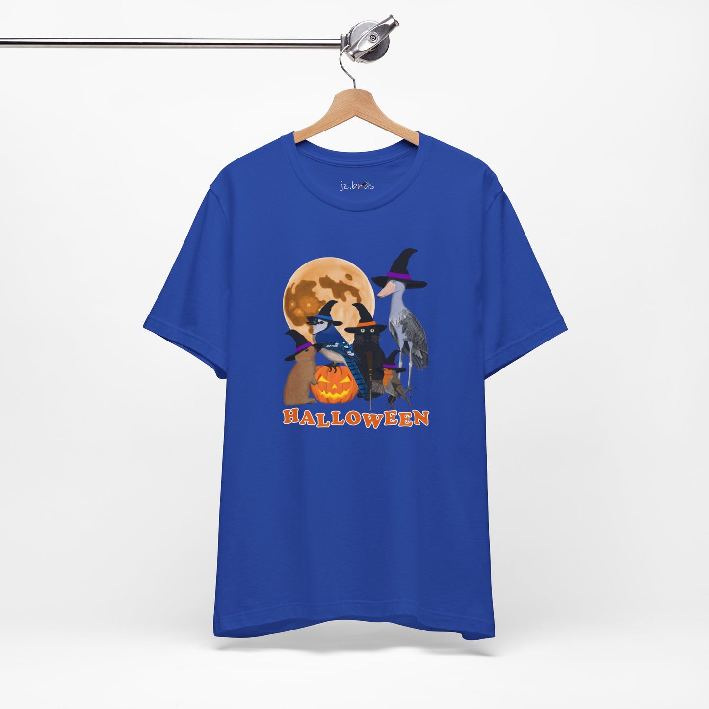 Blue Jay Robin Shoebill with Cat and Bunny Halloween Bird T-Shirt