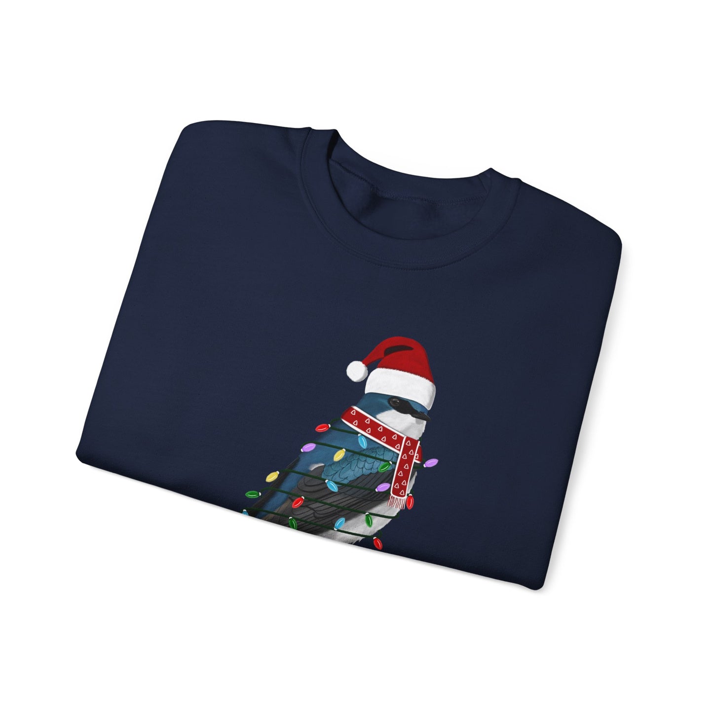 Tree Swallow with Fairy Lights Santa Claus Christmas Bird Sweatshirt