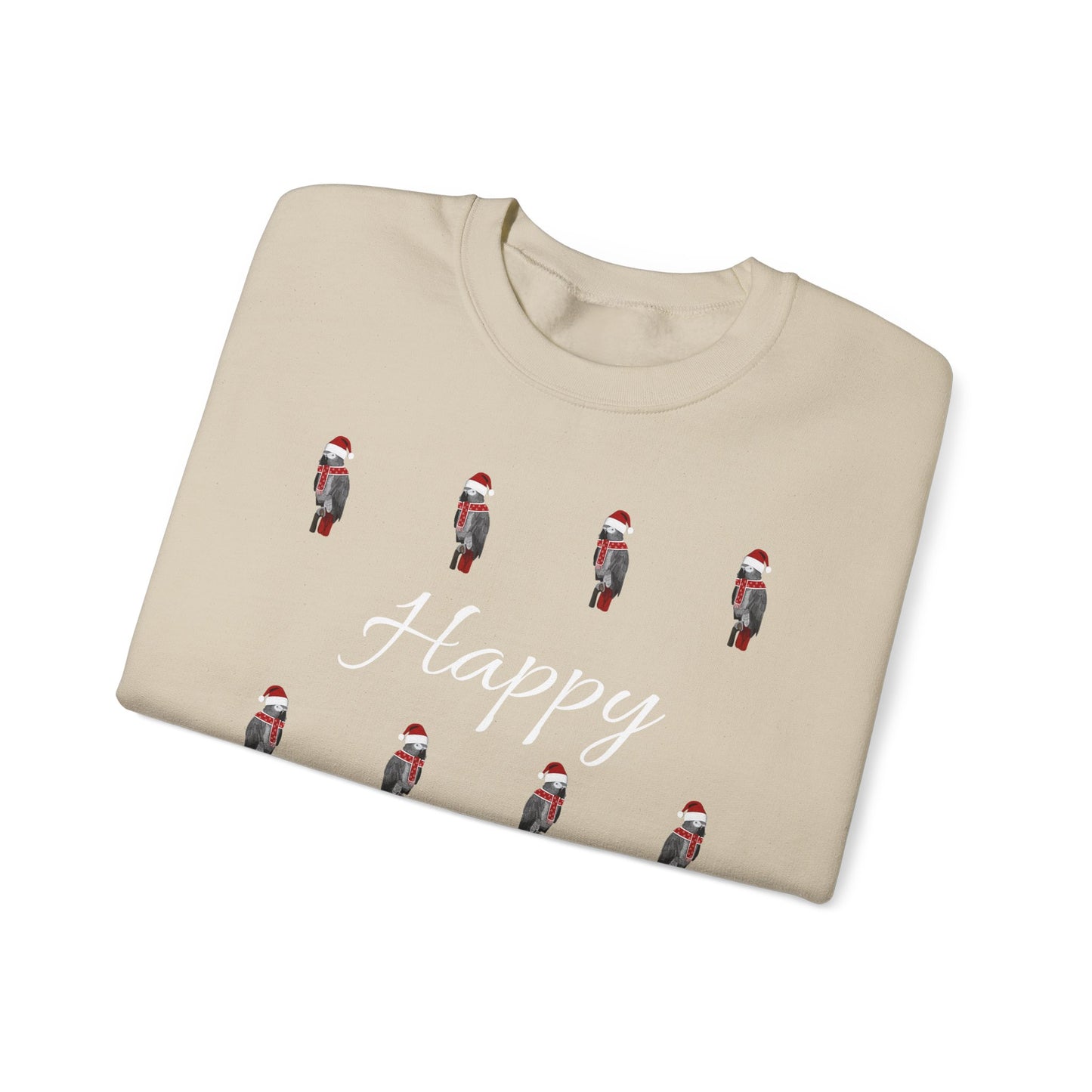 Grey Parrot as Santa with Hat and Scarf Happy Holidays Birdwatcher Christmas Bird Sweatshirt