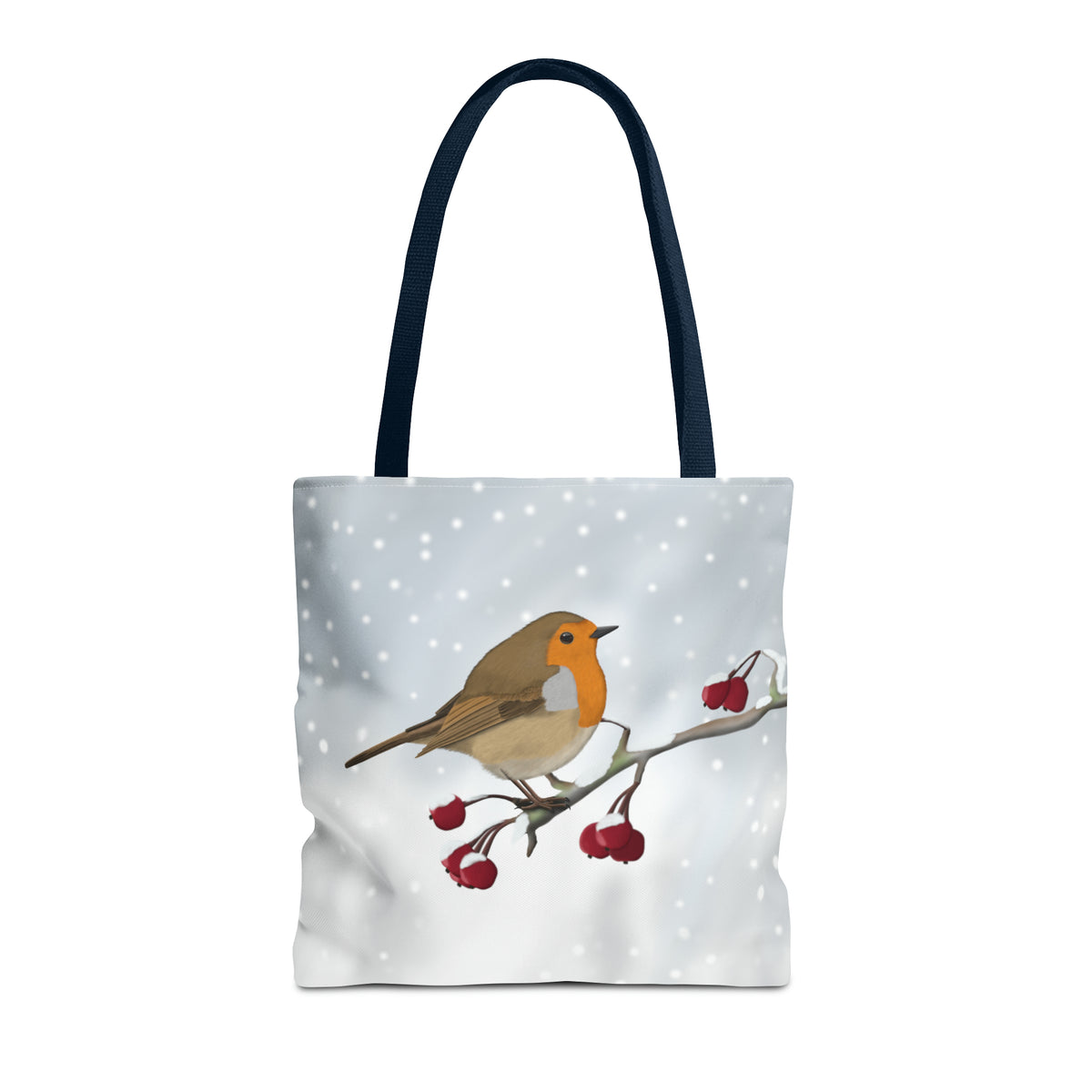 Robin on a Winter Branch Bird Tote Bag 16"x16" - jz.birds