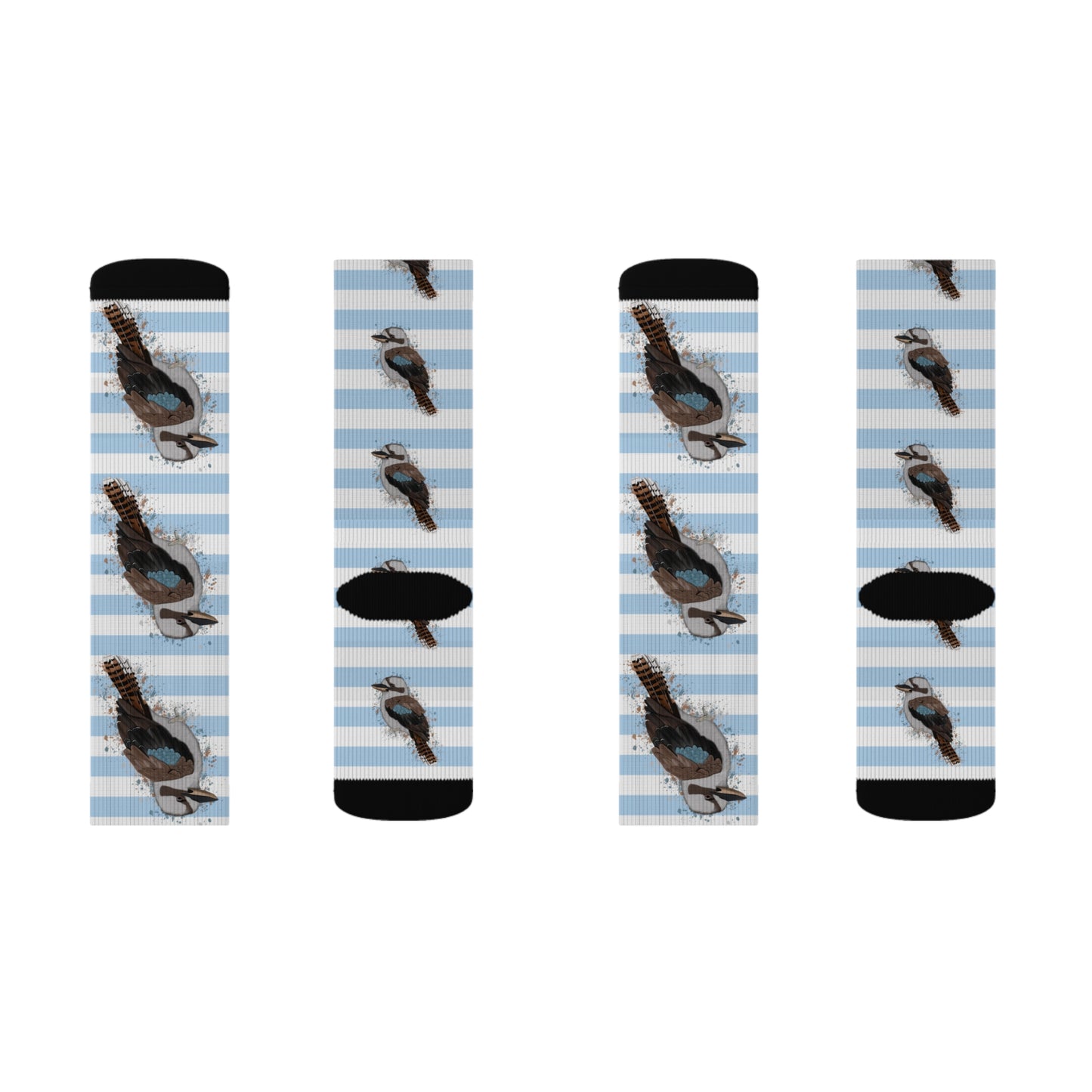 Kookaburra Bird Blue White Striped Socks