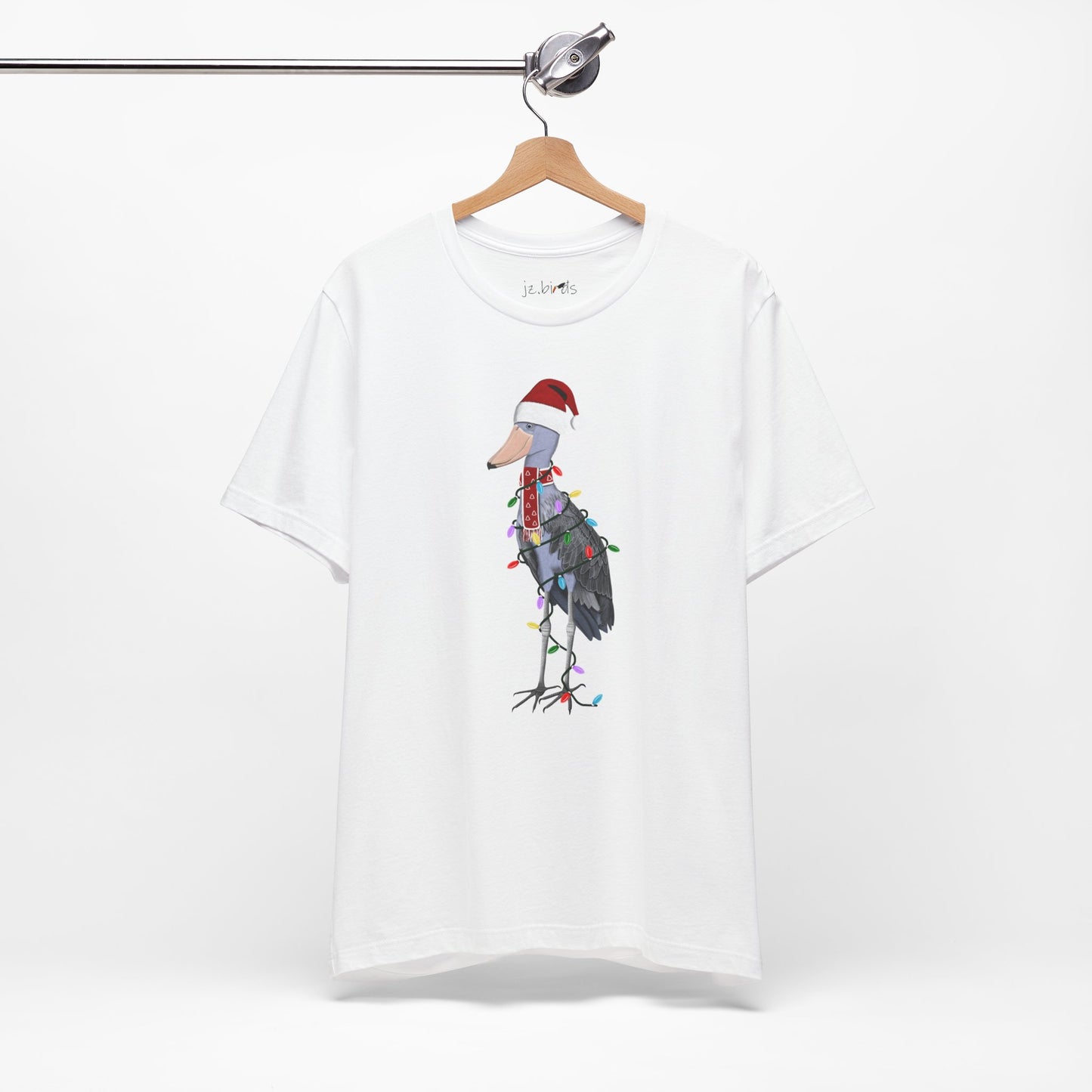 フェアリーライト付きハシビロコウのクリスマスバードTシャツ