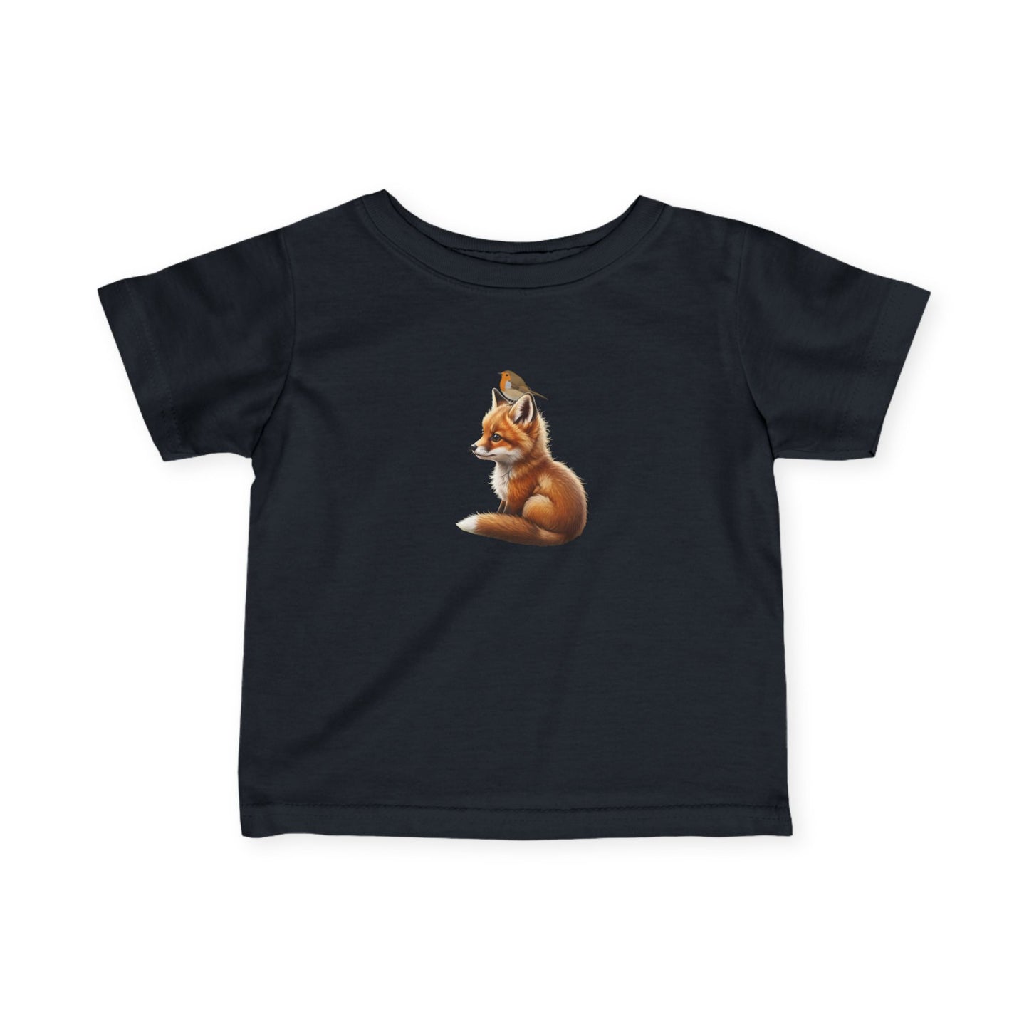 Fuchs mit Rotkehlchen Baby T-Shirt Süßes Tiermotiv