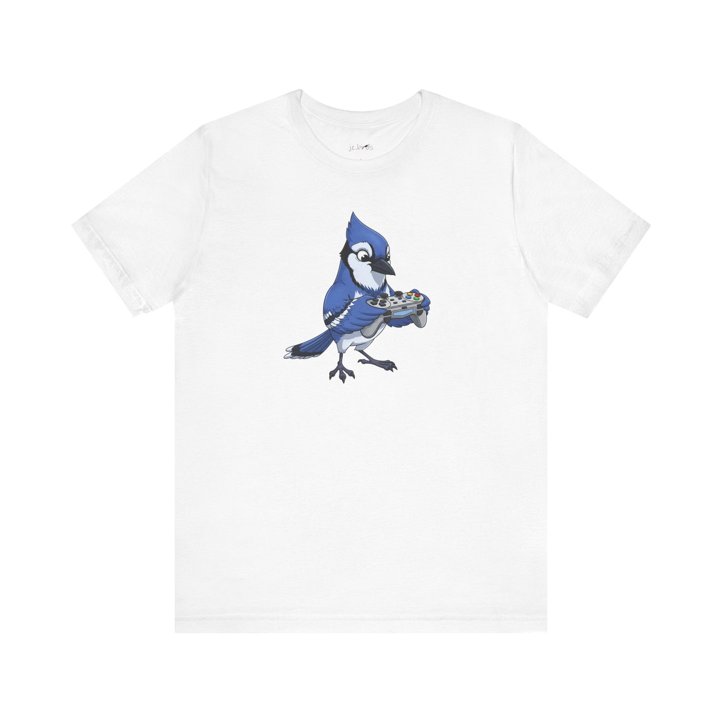 Blue Jay Playing Video Games Funny Gamer and Bird Lover T-Shirt