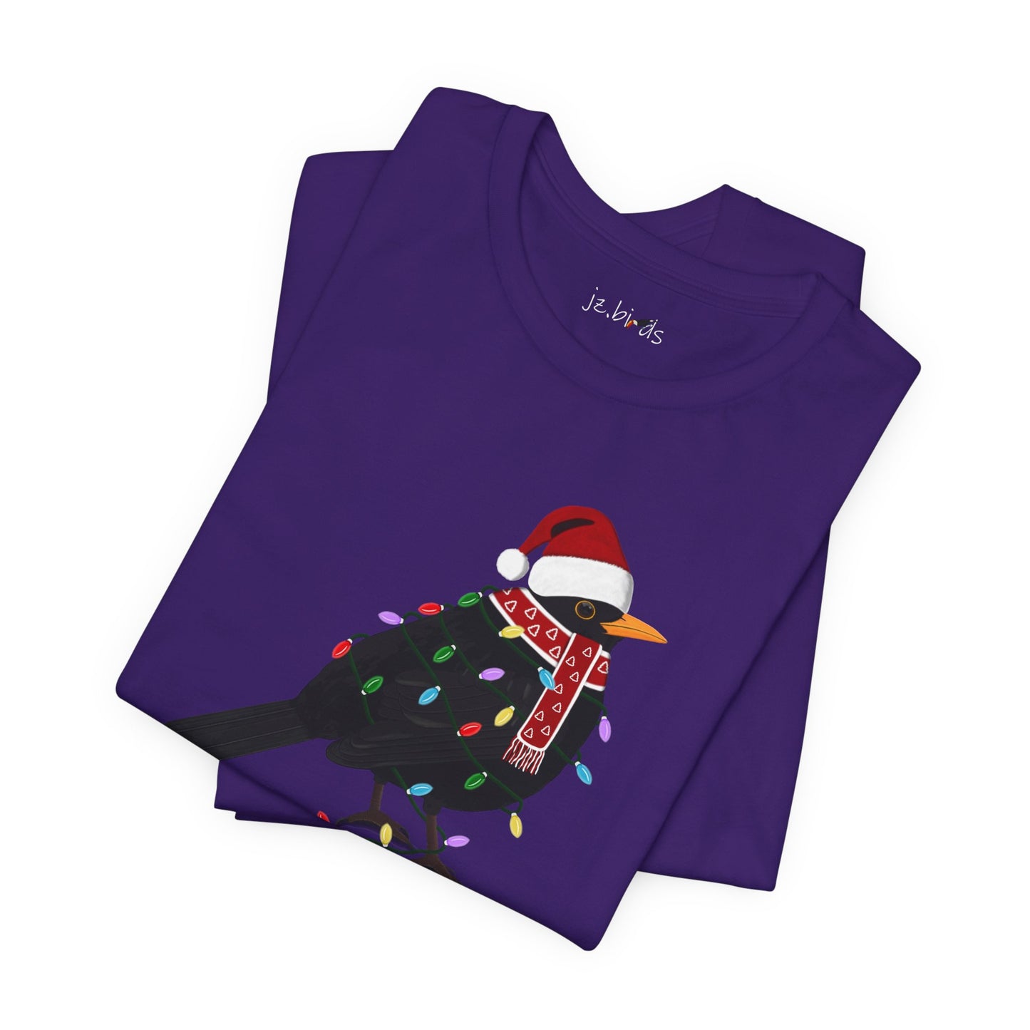 Blackbird with Fairy Lights Christmas Bird T-Shirt