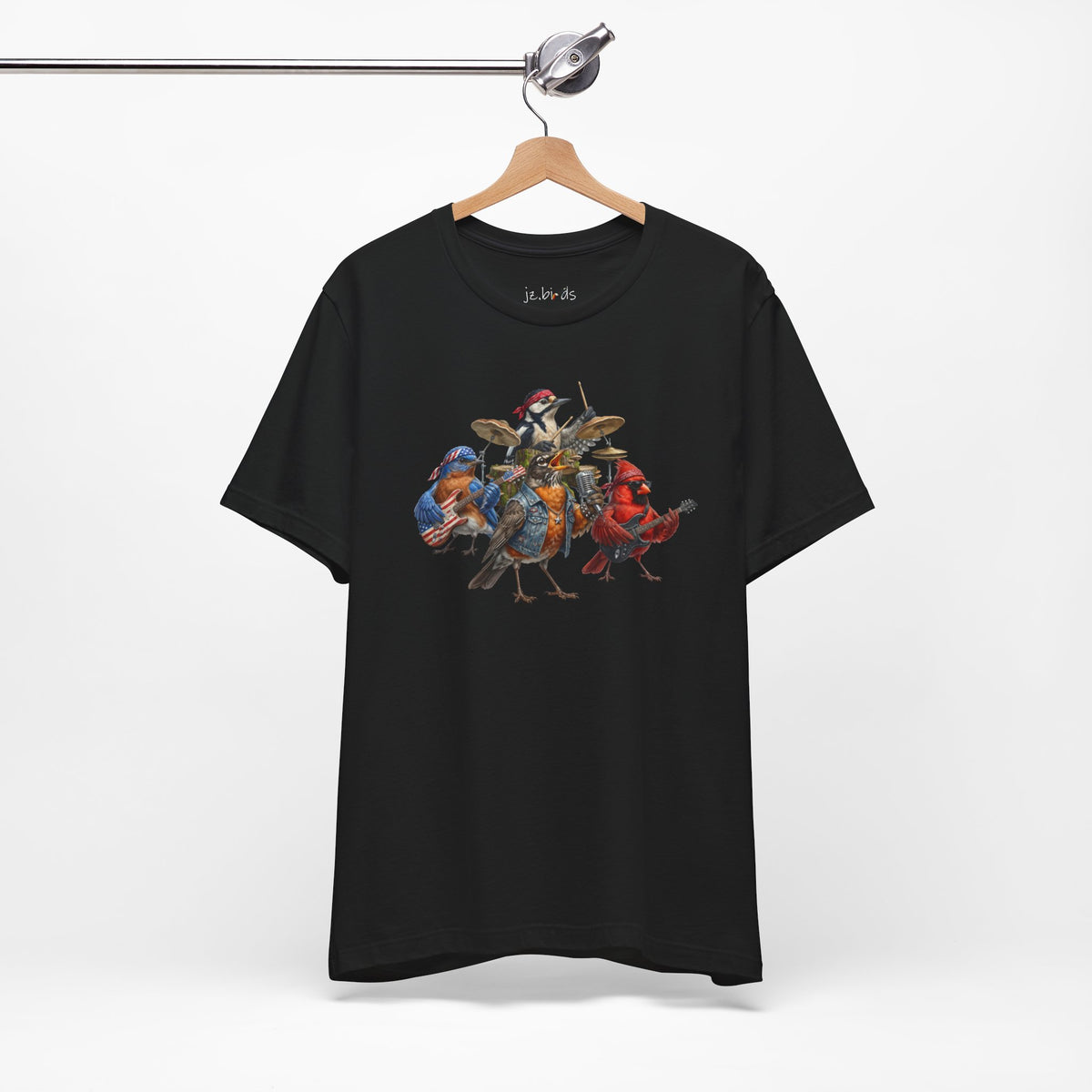 Woodpecker, Bluebird, Cardinal and Robin T-Shirt in Black