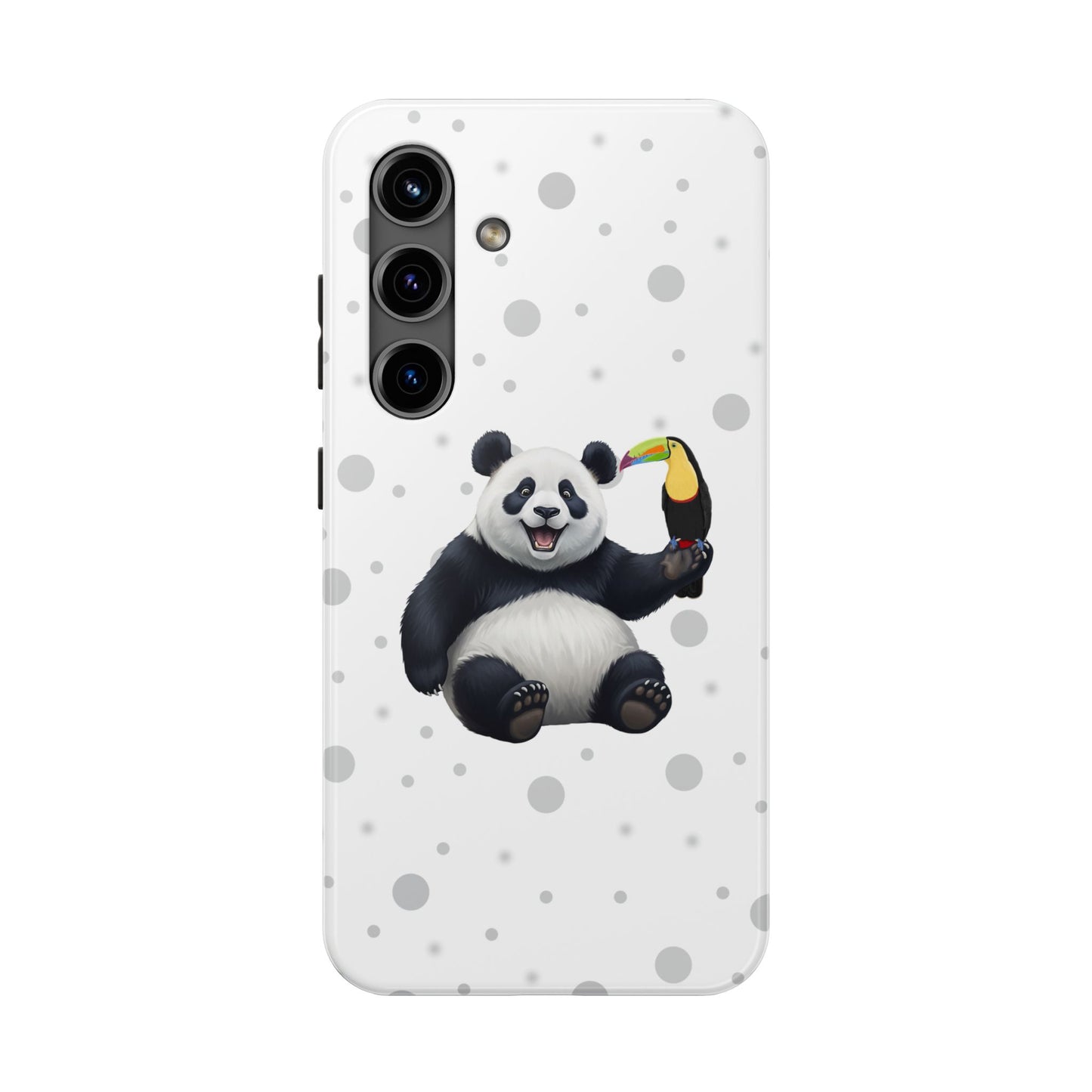 Cute Panda Bear with a Toucan Animal iPhone Case - Dual-Layer PC/TPU Protective Cover for iPhone
