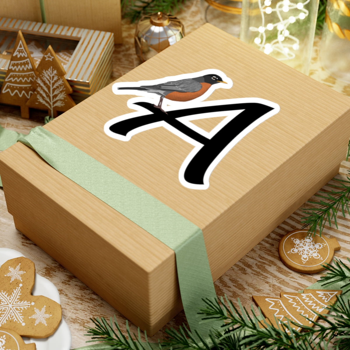 American Robin Letter A Bird Kiss-Cut Sticker