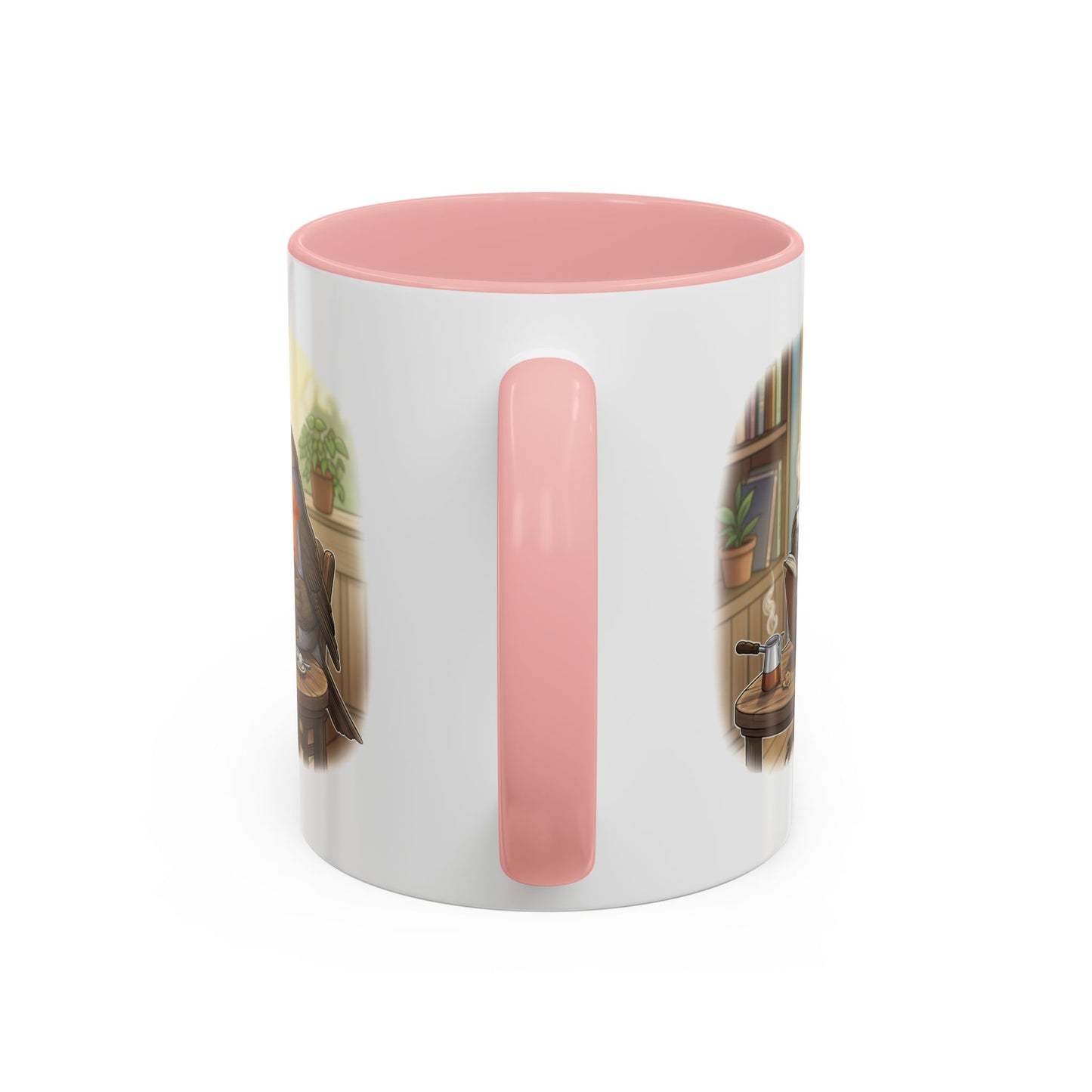 Robin Reads Books and Drinks Coffee Bird Mug for Bird and Book Lovers