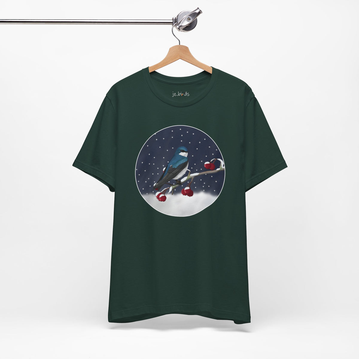 Tree Swallow on a Winter Branch Birdwatcher Christmas Bird T-Shirt