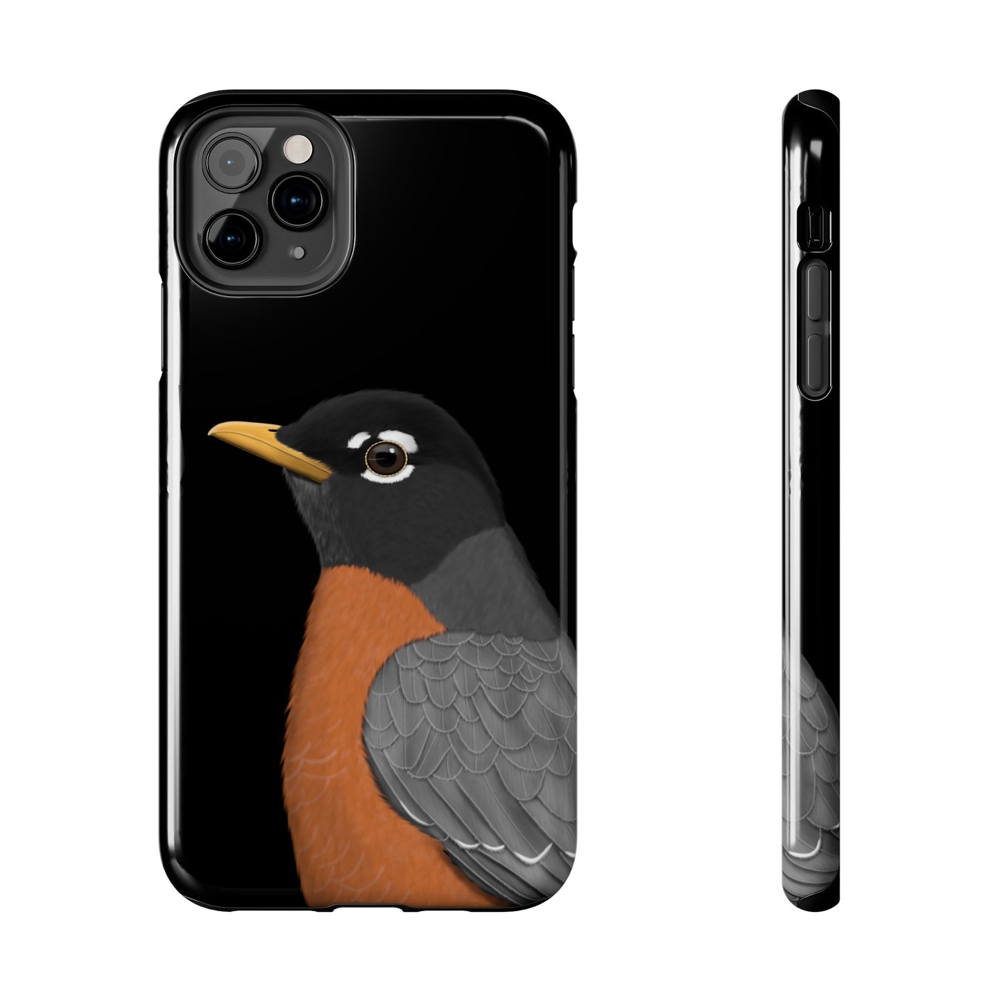 Robin Bird Art Tough Phone Case Black