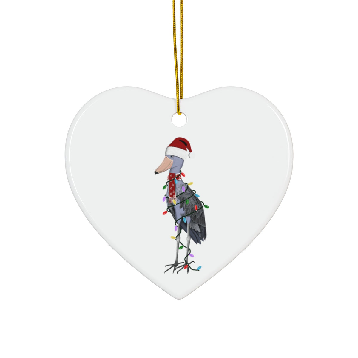 Shoebill Ornaments – as Santa Ceramic Bird Christmas Ornament | Durable Double-Sided Lover Decor