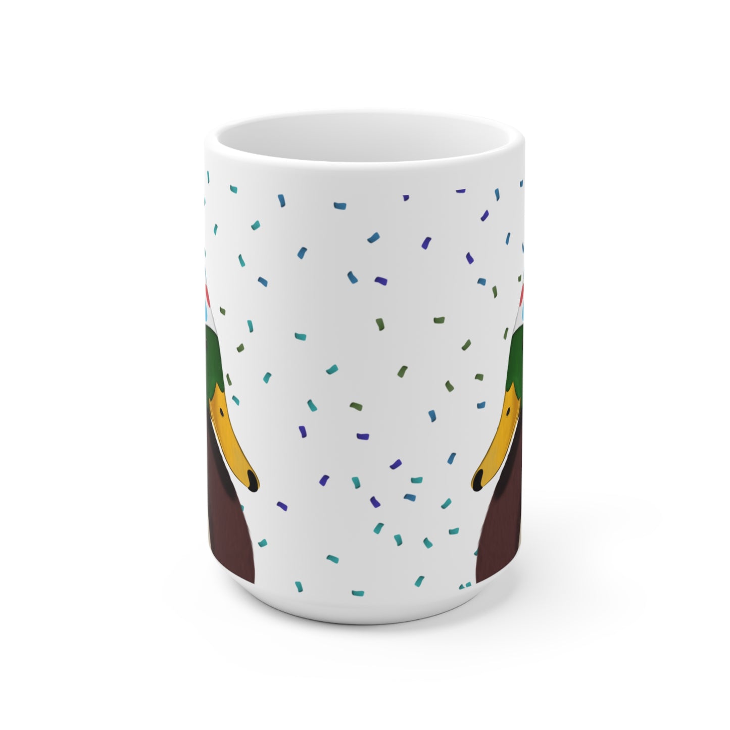 Ente feiert Geburtstag mit Partyhut und Konfetti Vogel Tasse