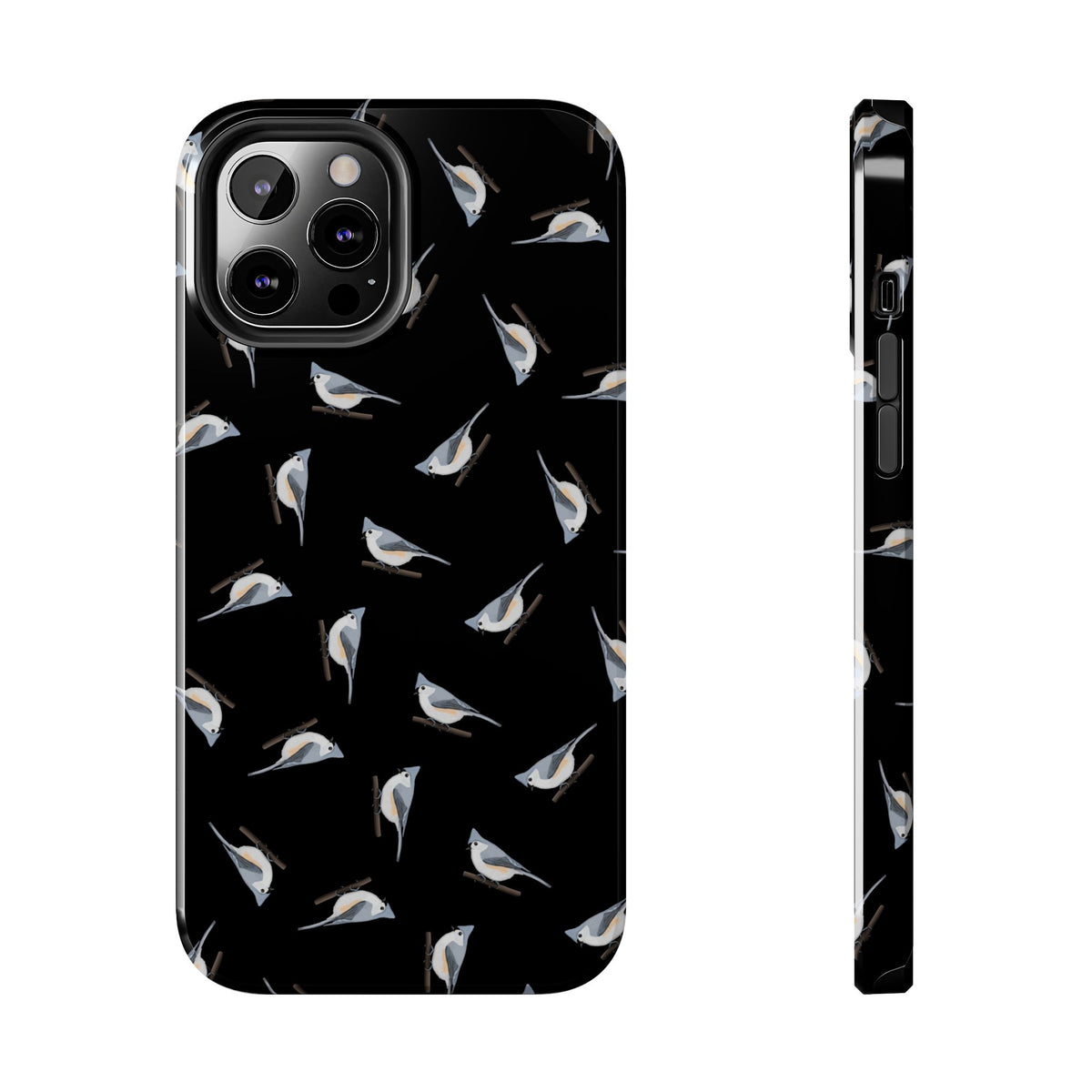 Tufted Titmouse Phone Case – iPhone Black – Premium Tough Cover for Bird Lovers