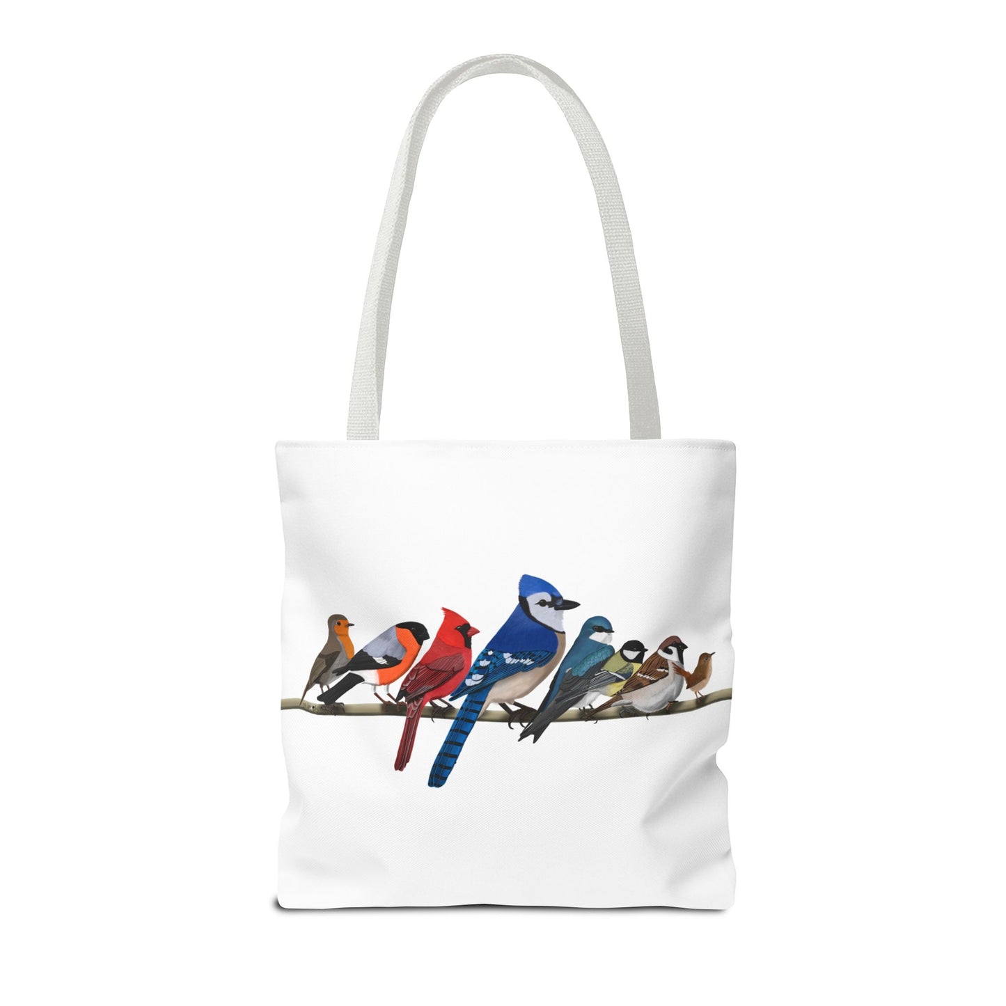 Birds on a Branch Tote Bag 16"x16" Blue Jay Cardinal Robin for Bird Lovers