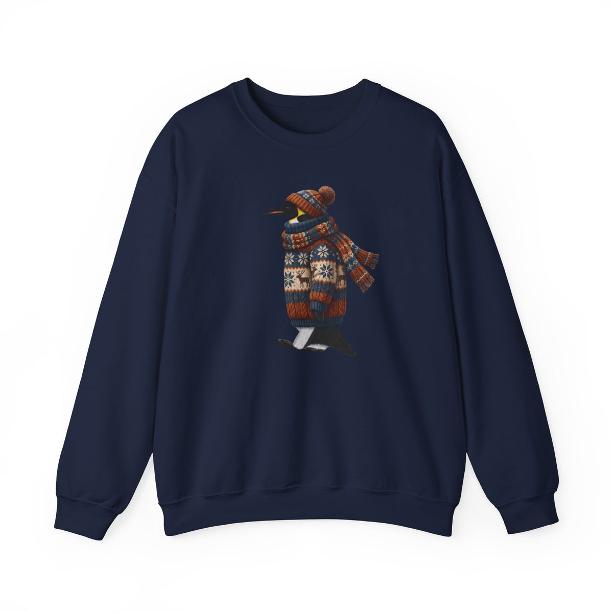 Penguin Winter Sweatshirt | Bird Watcher Crewneck Unisex Songbirds Wearing Knit Gift for Lovers Cozy – Animal Lover Avian Enthusiast