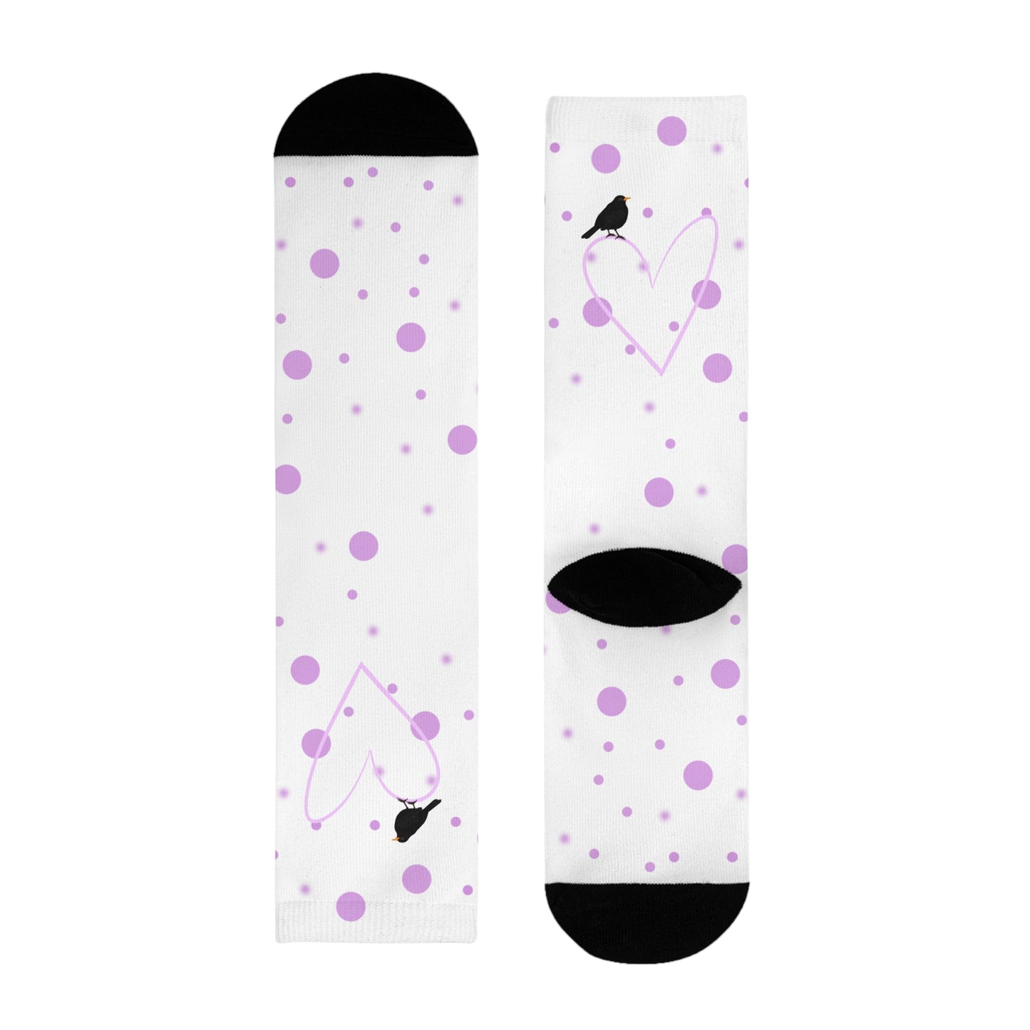 Amsel Vogel Socken mit Rosa Herz und Punkten Valentinstag