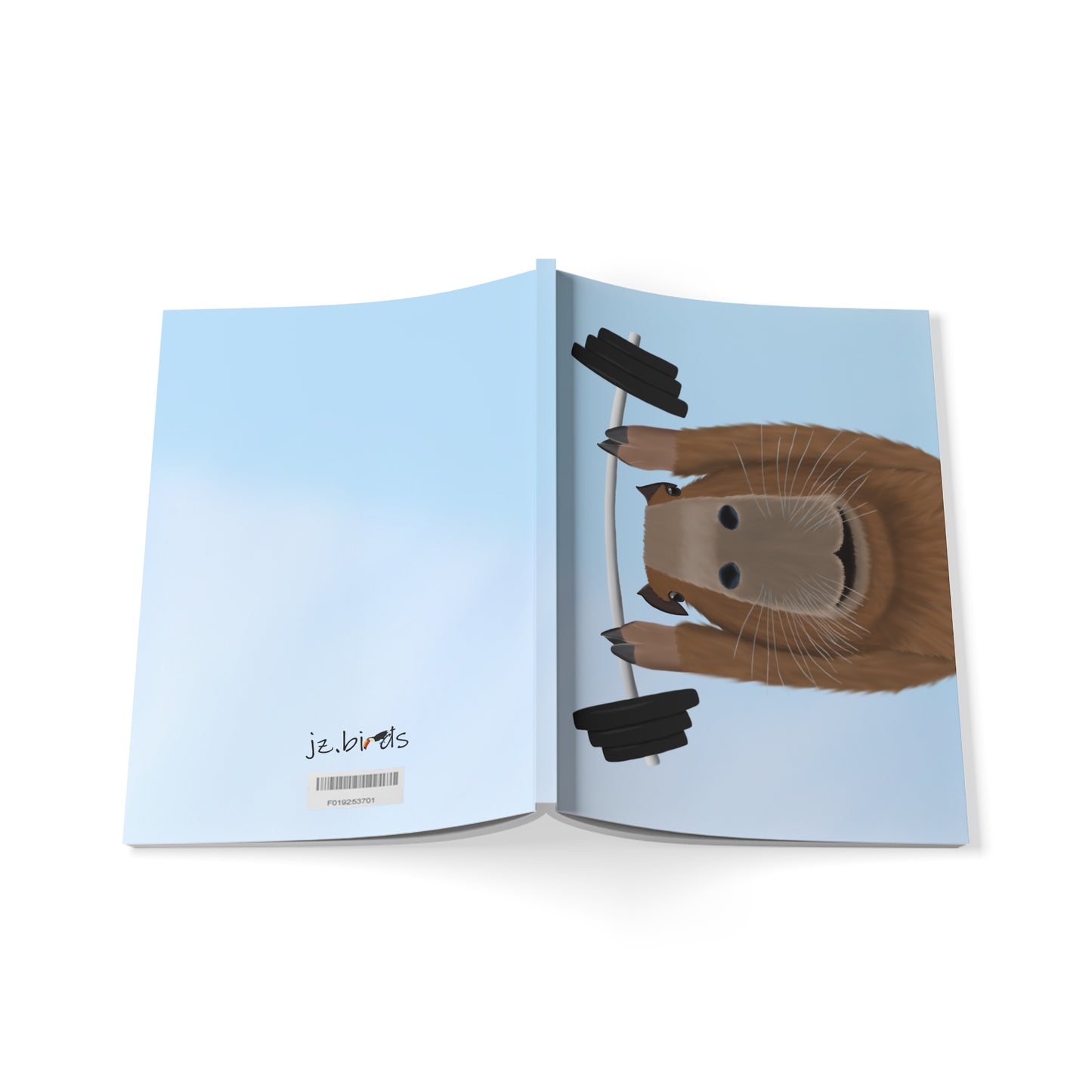 Capybara mit Hantel Gym Workout A5 Vogel Softcover Notizbuch 150 Seiten Liniert