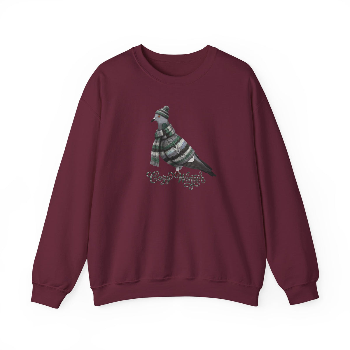 Pigeon Cozy Winter Sweatshirt | Bird Watcher Crewneck | Unisex Songbirds Wearing Knit Gift for Bird Lovers