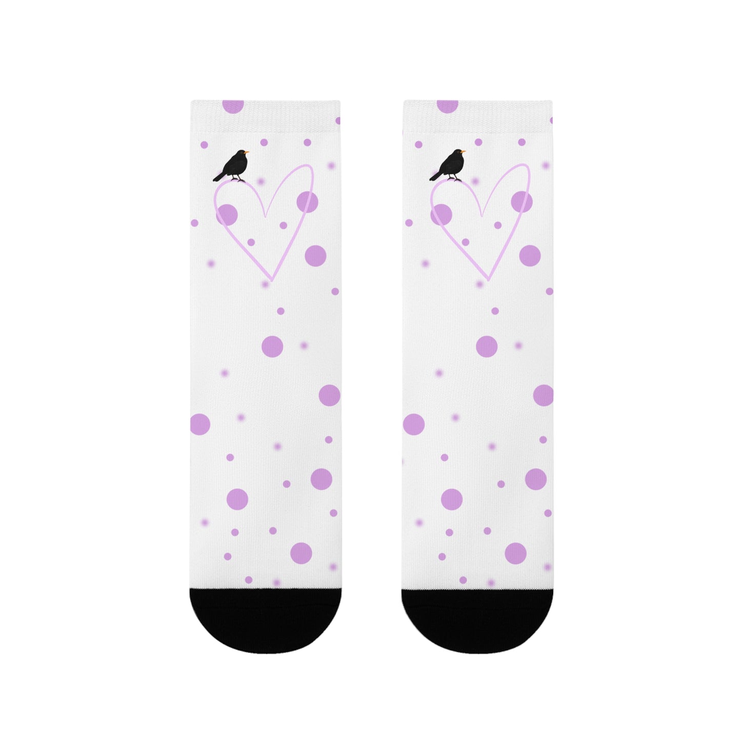 Amsel Vogel Socken mit Rosa Herz und Punkten Valentinstag
