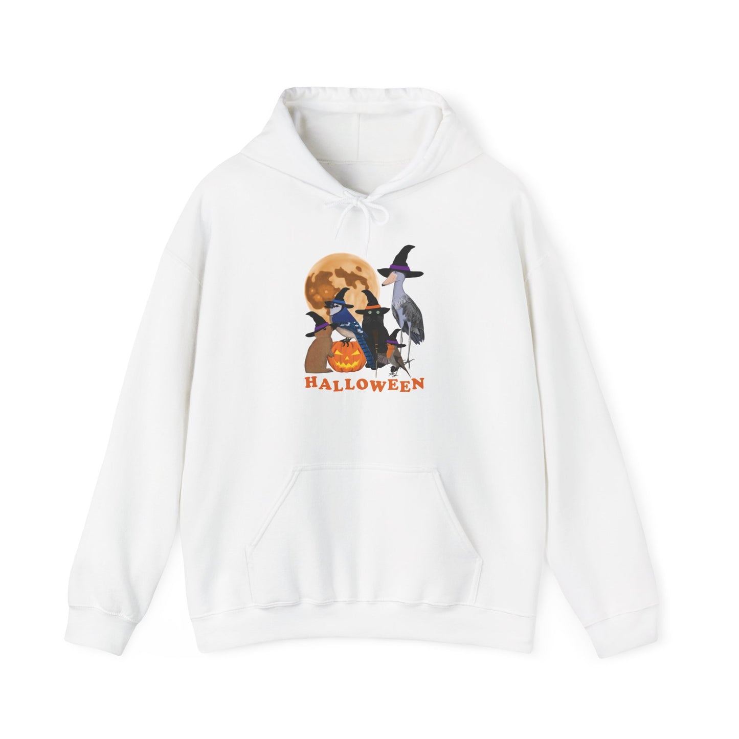 Blue Jay Robin Shoebill with Cat and Bunny Halloween Bird Hoodie –