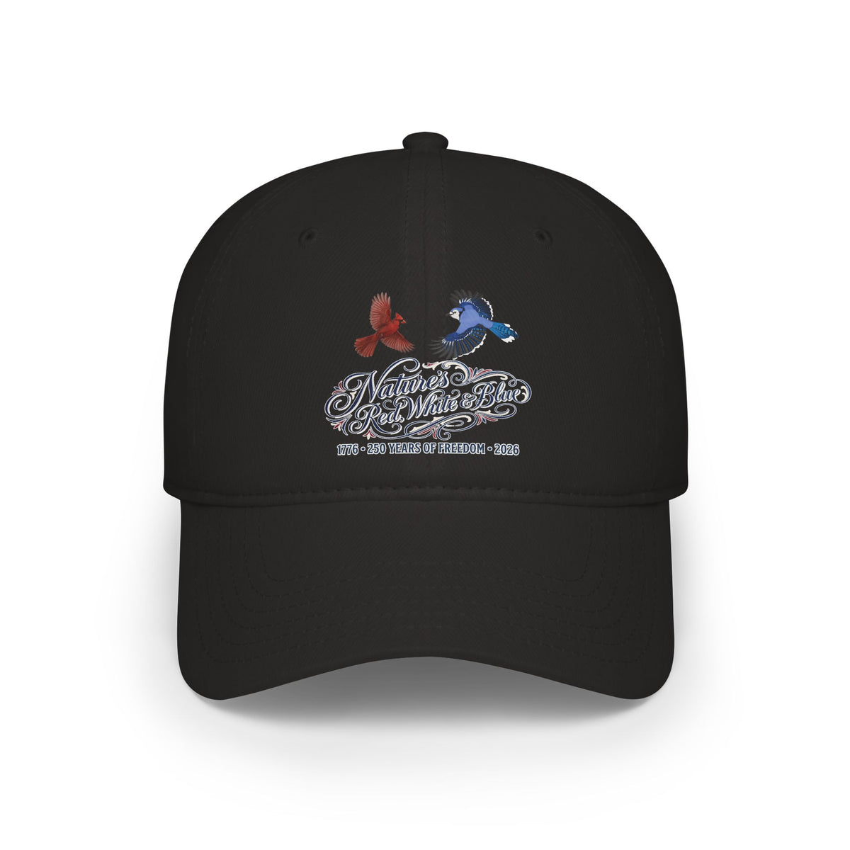 Nature's Red, White & Blue Baseball Cap | Blue Jay Cardinal 250th Anniversary Edition | jz.birds