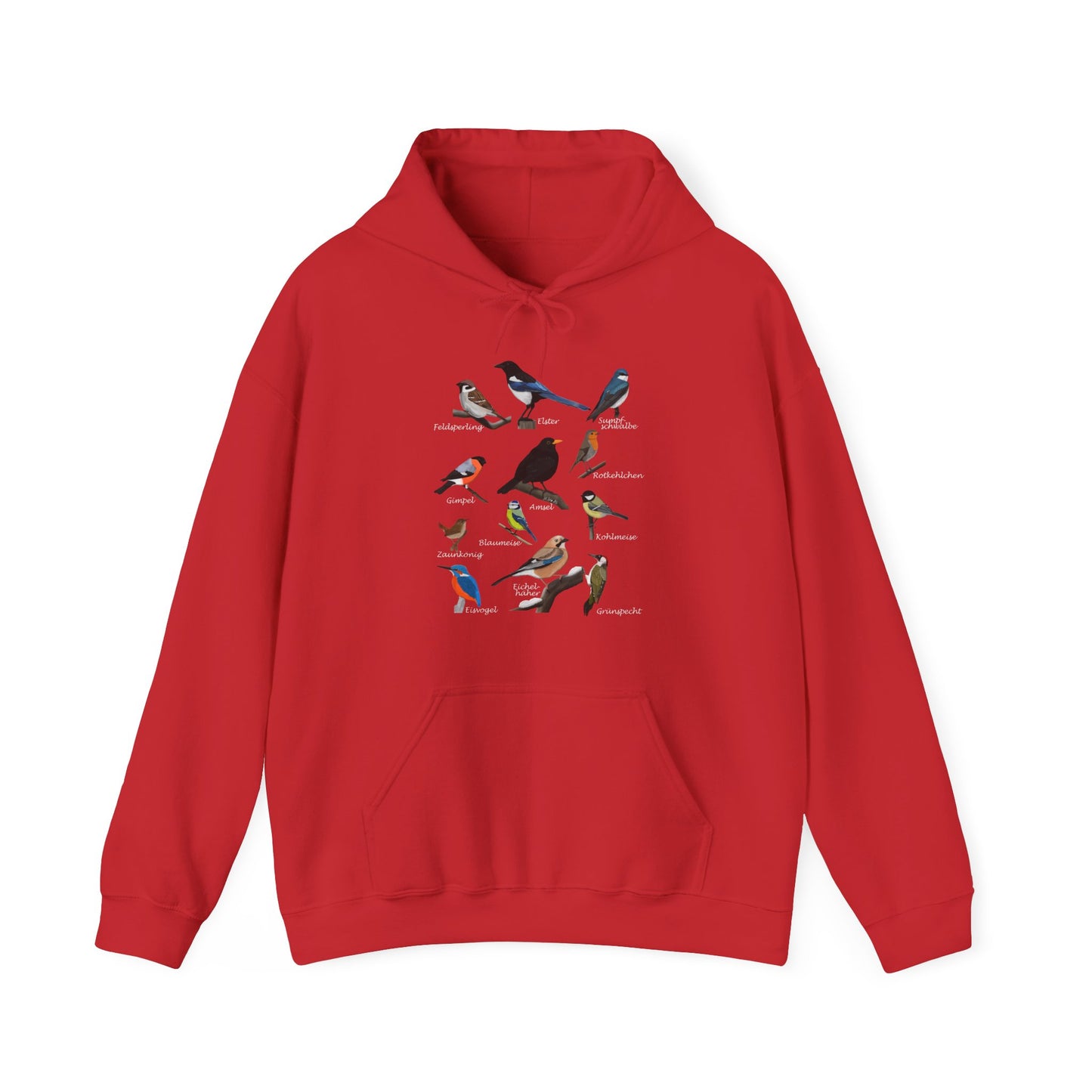 Gartenvögel Vogel Hoodie - Amsel Rotkehlchen Blaumeise Kapuzenpullover für Vogelbeobachter & Naturliebhaber mit Vogelmotiv