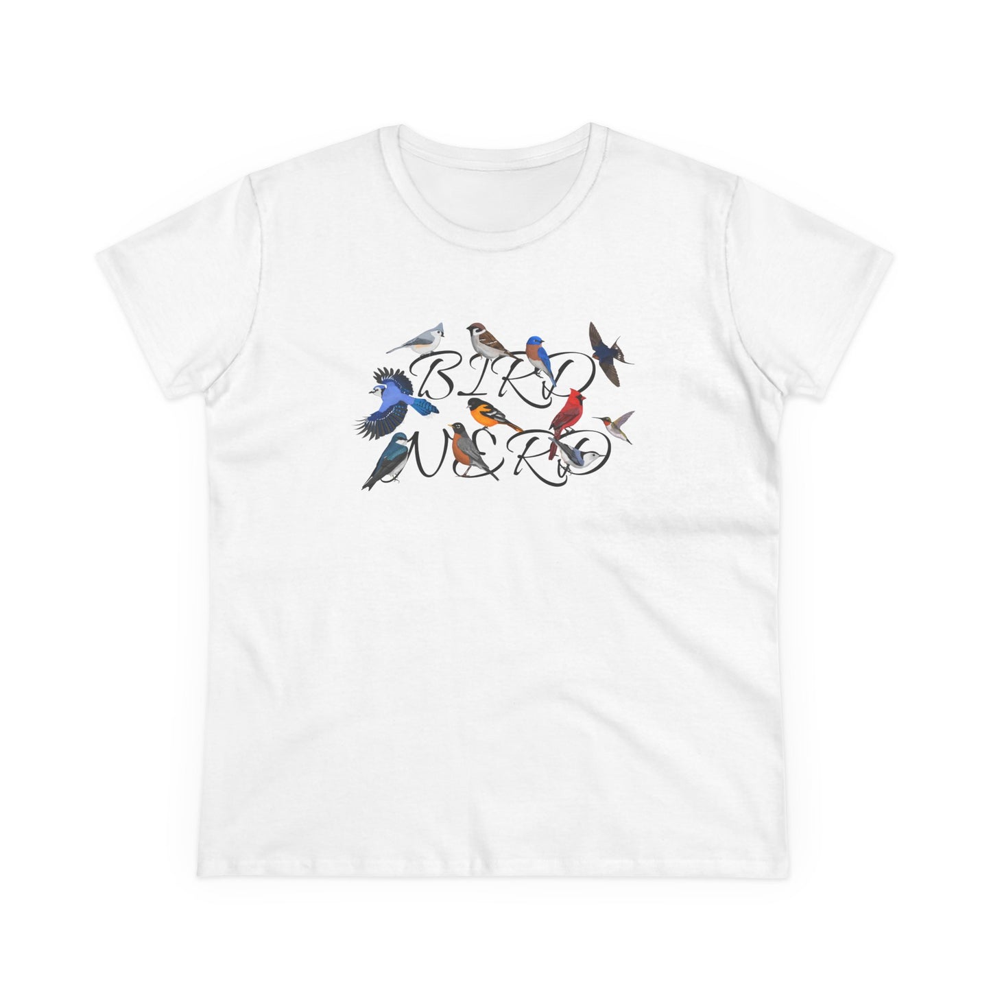 Bird Nerd Blue Jay Cardinal Bluebird Bird Design for Birdwatchers and Bird Lovers Women's T-Shirt