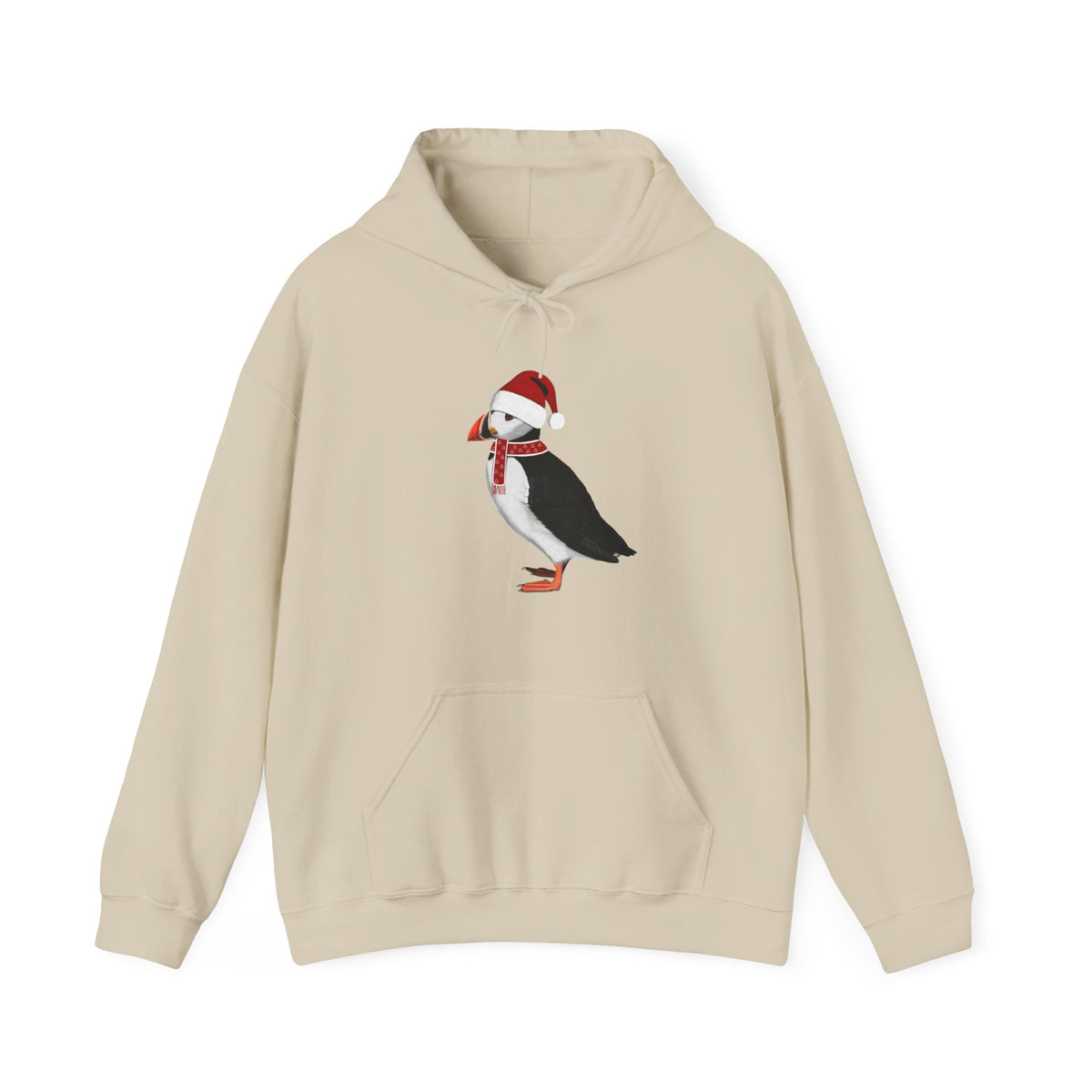 Puffin Christmas Bird with Santa Hat Birdwatcher Birdlover Hoodie –