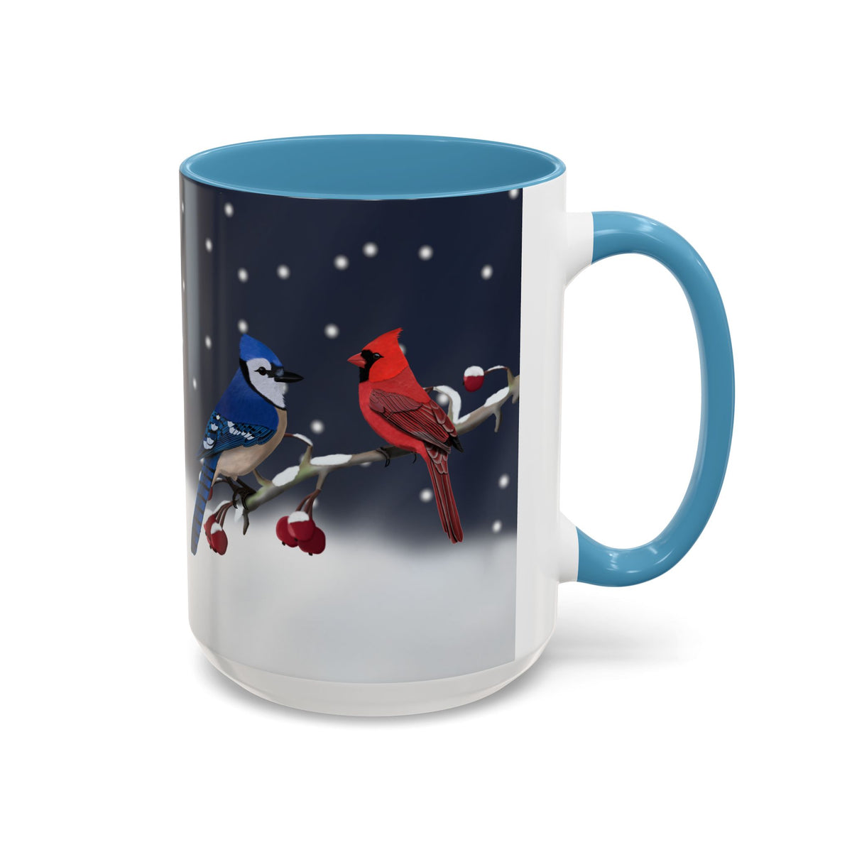 Blue Jay and Cardinal Bird Coffee Mug | Ceramic Christmas Gift for Bird Lovers