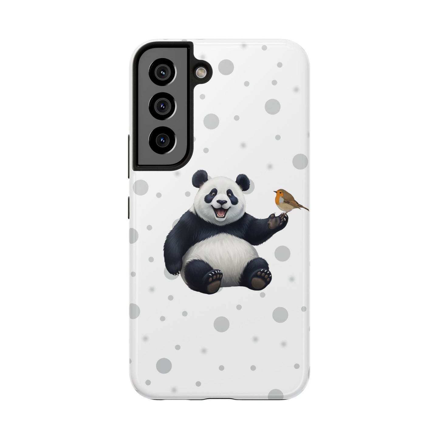 Cute Panda Bear with European Robin Animal iPhone Case - Dual-Layer PC/TPU Protective Cover for iPhone