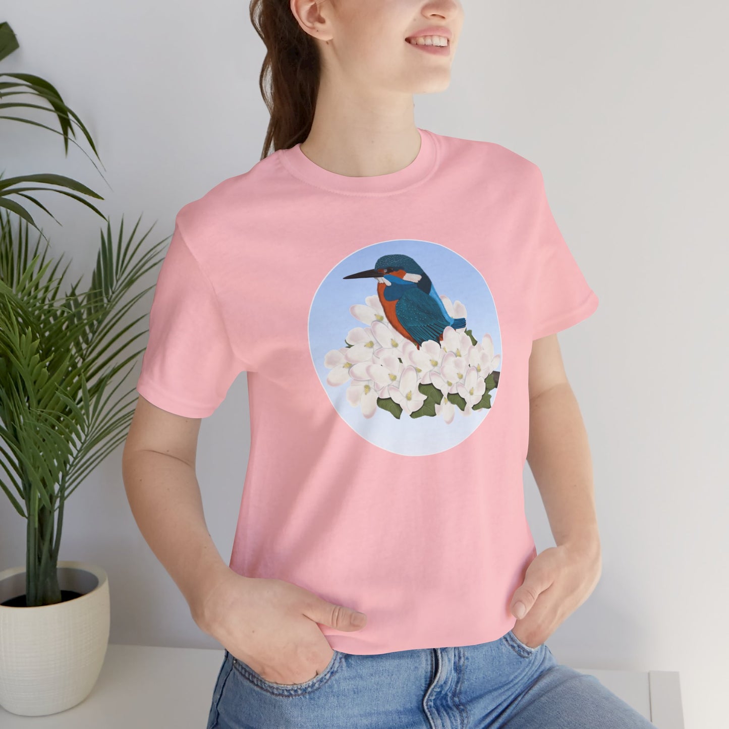 Kingfisher and Spring Apple Blossoms Bird T-Shirt