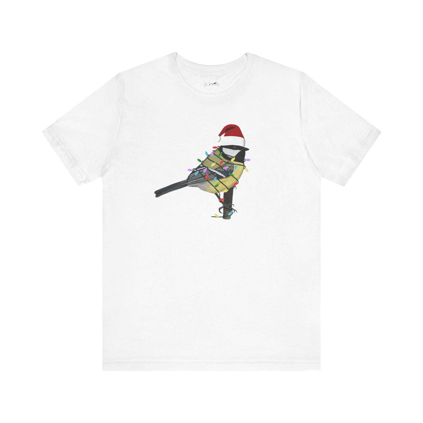 Chickadee with Fairy Lights Christmas Bird T-Shirt