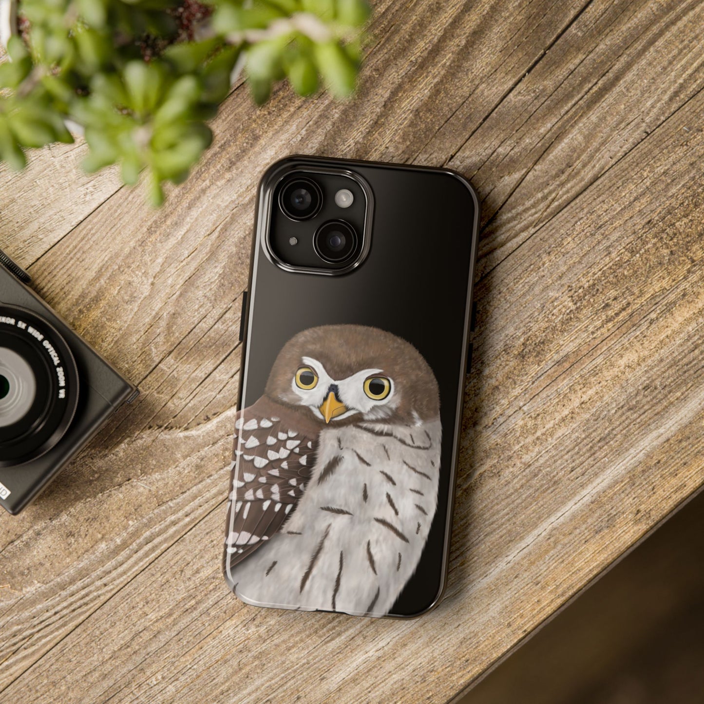 Owl Bird Art Tough Phone Case Black