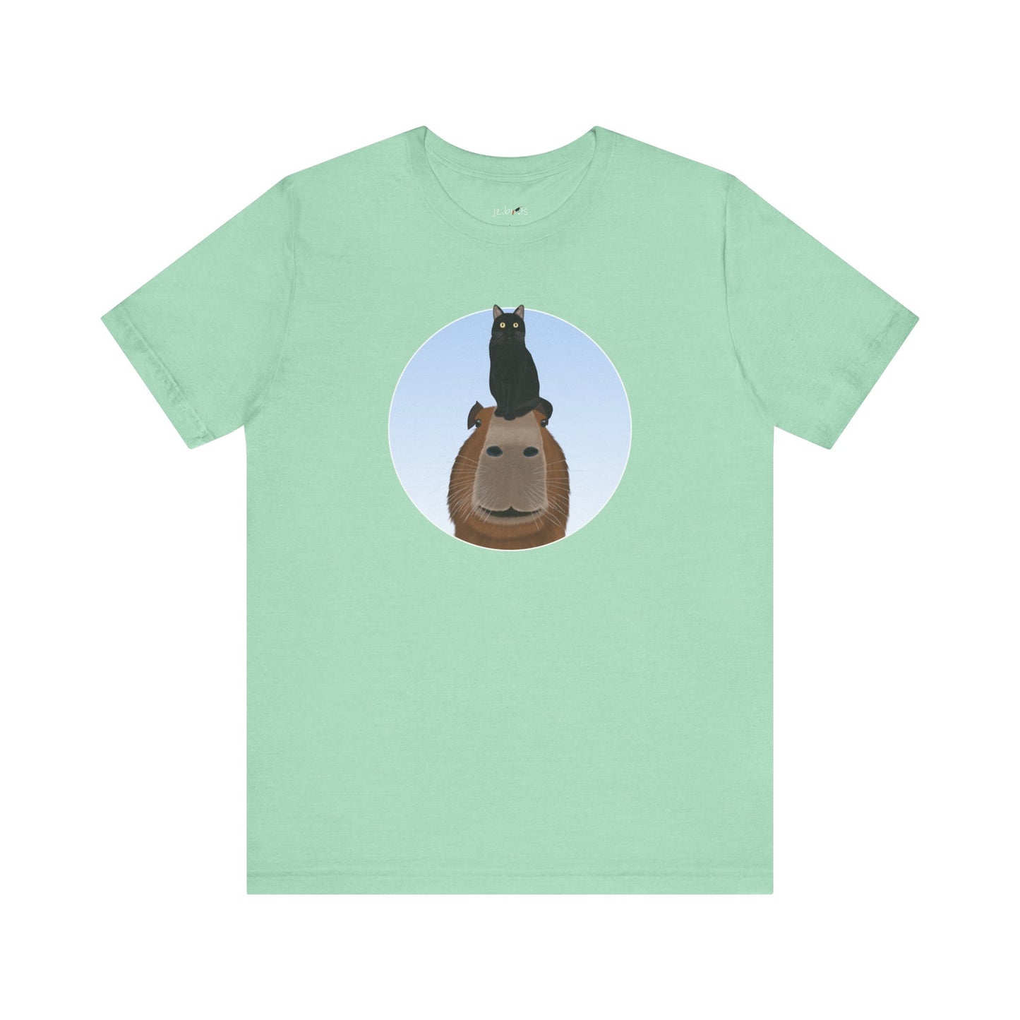 Capybara with Friendly Black Cat Funny T-Shirt