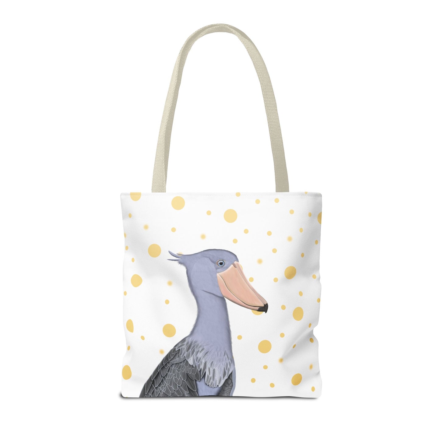 Schuhschnabel mit Goldenen Punkten Vogel Tragetasche 40x40cm