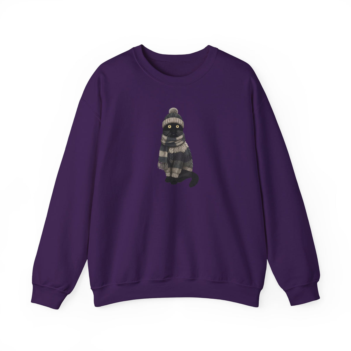 Cat Winter Sweatshirt | Lover Crewneck Unisex Wearing Knit Gift – Animal Avian Enthusiast