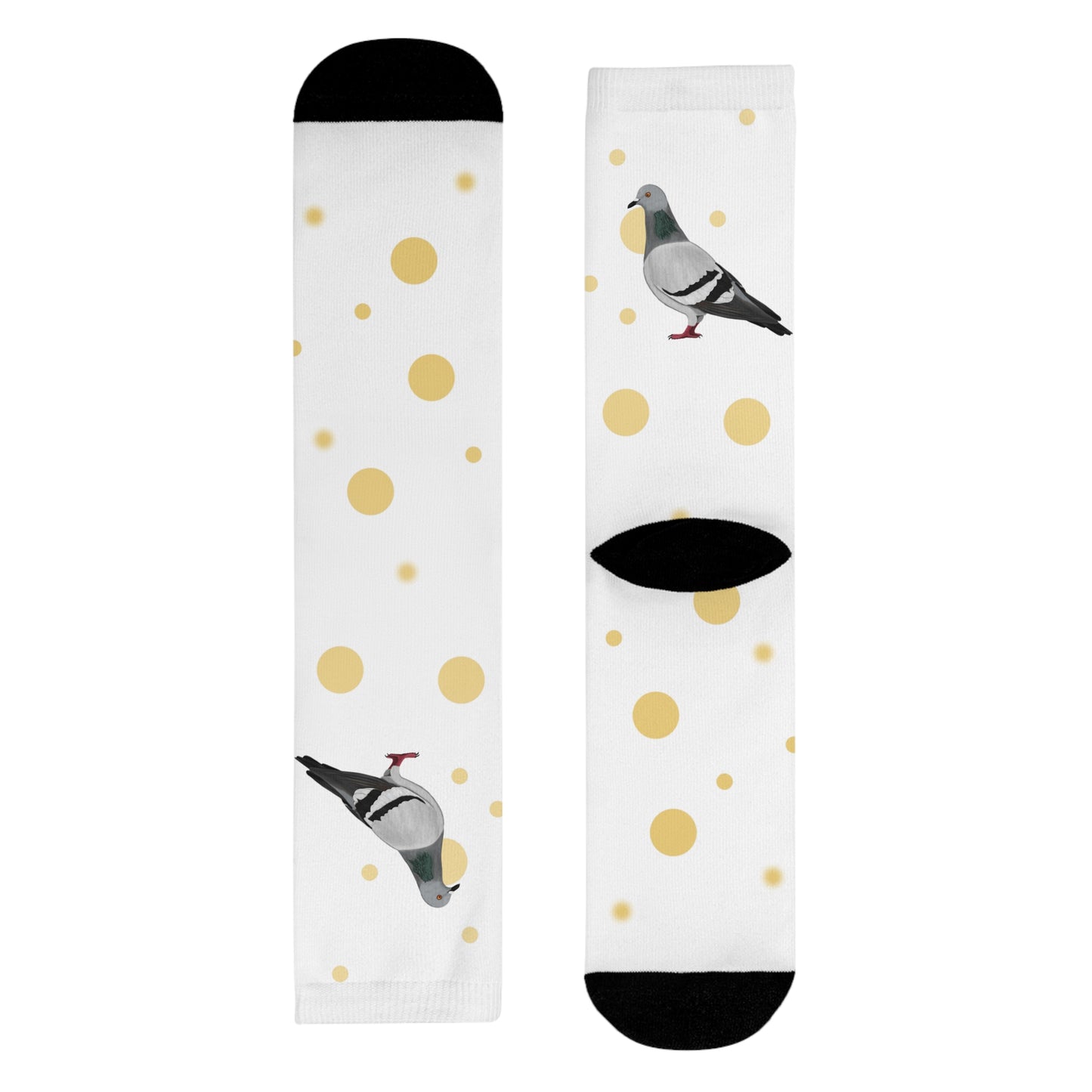 Taube Socken – Vogel mit Goldenen Punkten für Vogelfreunde & Vogelbeobachter Weiß