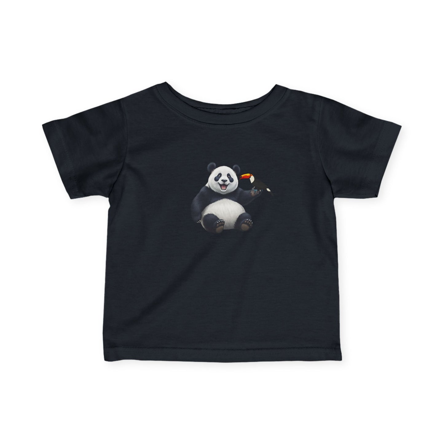 Panda mit Tukan Vogel Tiermotiv T-Shirt für Babys und Kleinkinder
