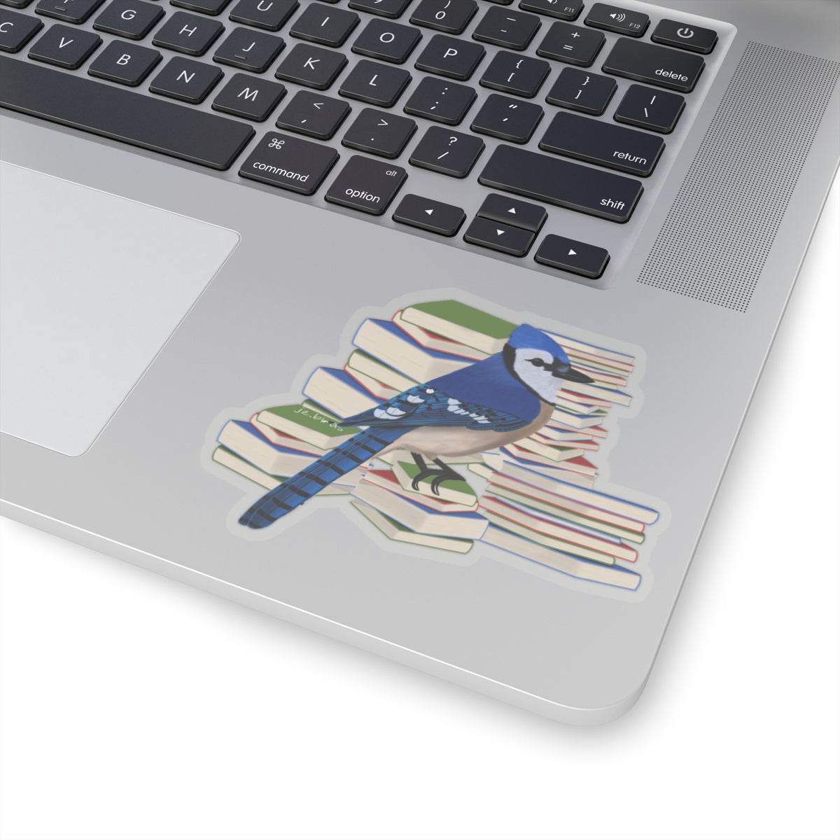 Blue Jay Bird and Books Birdlover Bookworm Sticker