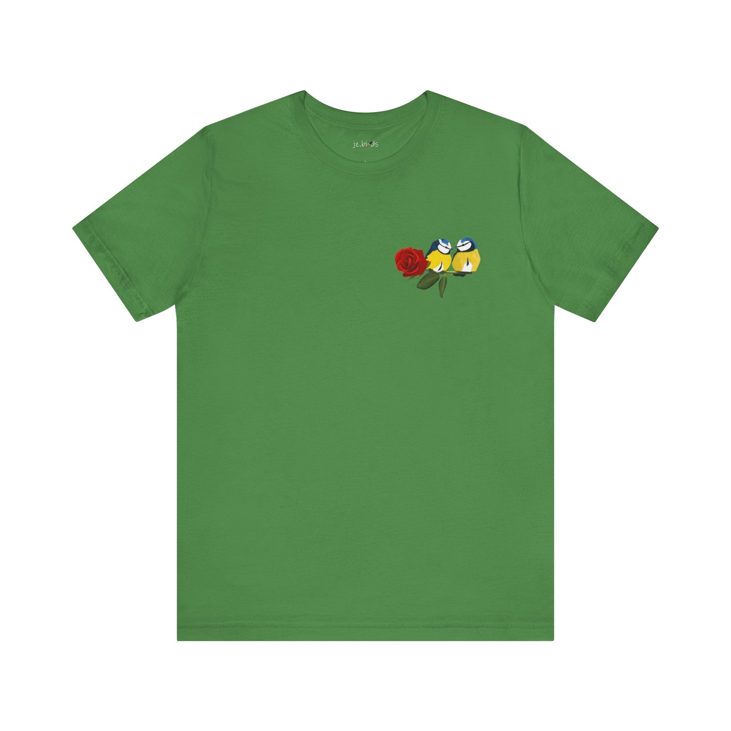 Valentine's Day Blue Titmice on Rose Unisex Tee