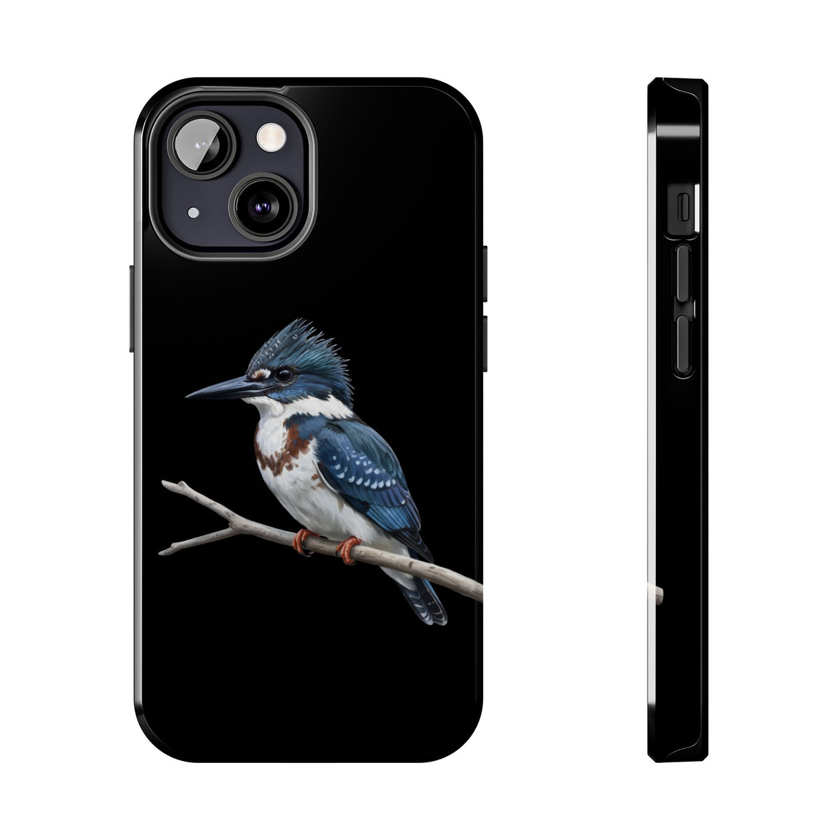 Belted Kingfisher iPhone Case – Premium Tough Phone Cover Black – animal lover,