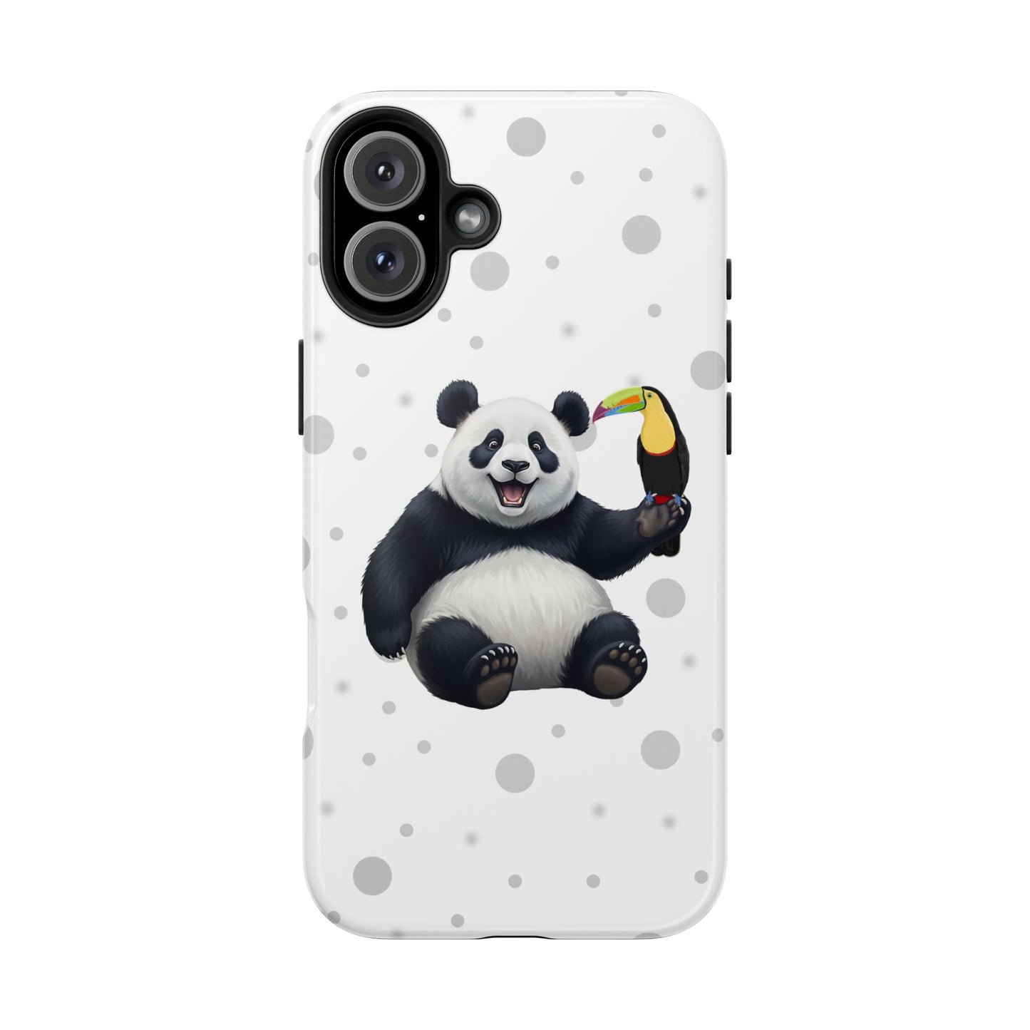 Cute Panda Bear with a Toucan Animal iPhone Case - Dual-Layer PC/TPU Protective Cover for iPhone